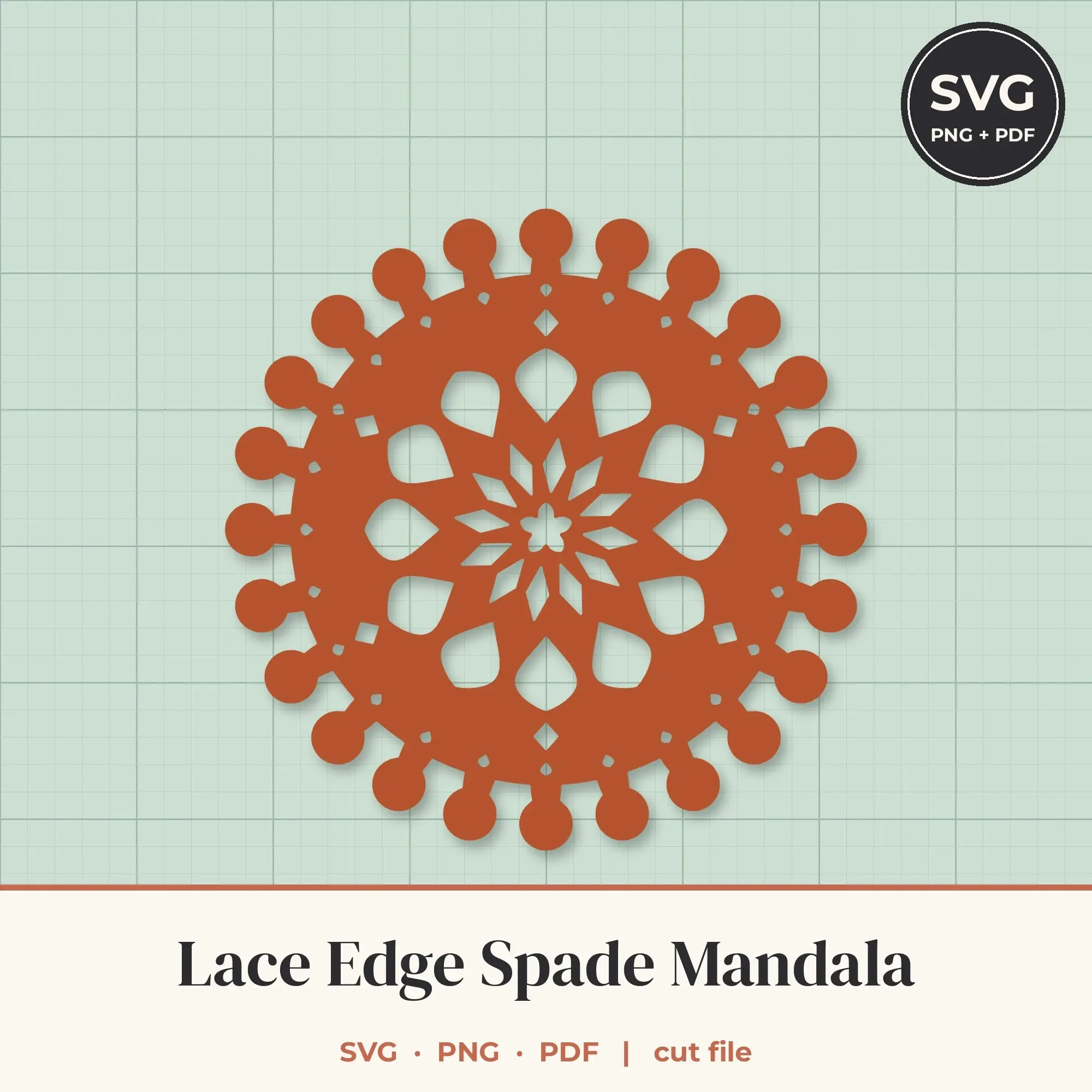 Lace Edge Spade Mandala SVG - 12-Fold Cut File preview