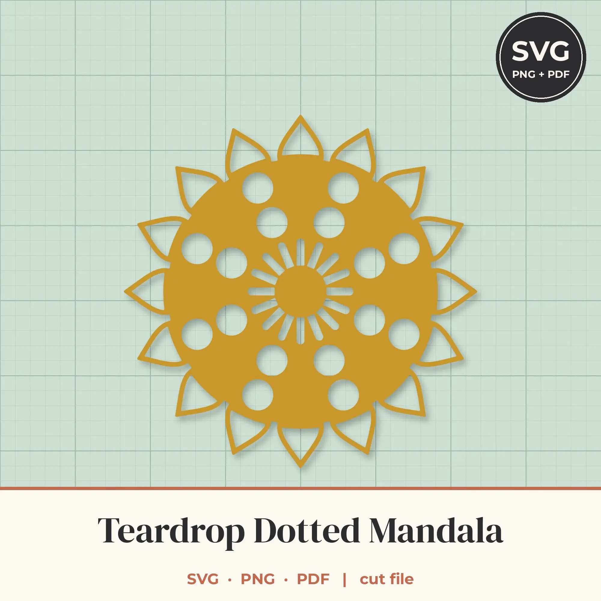 Teardrop Dotted Mandala SVG - 16-Fold Cut File preview