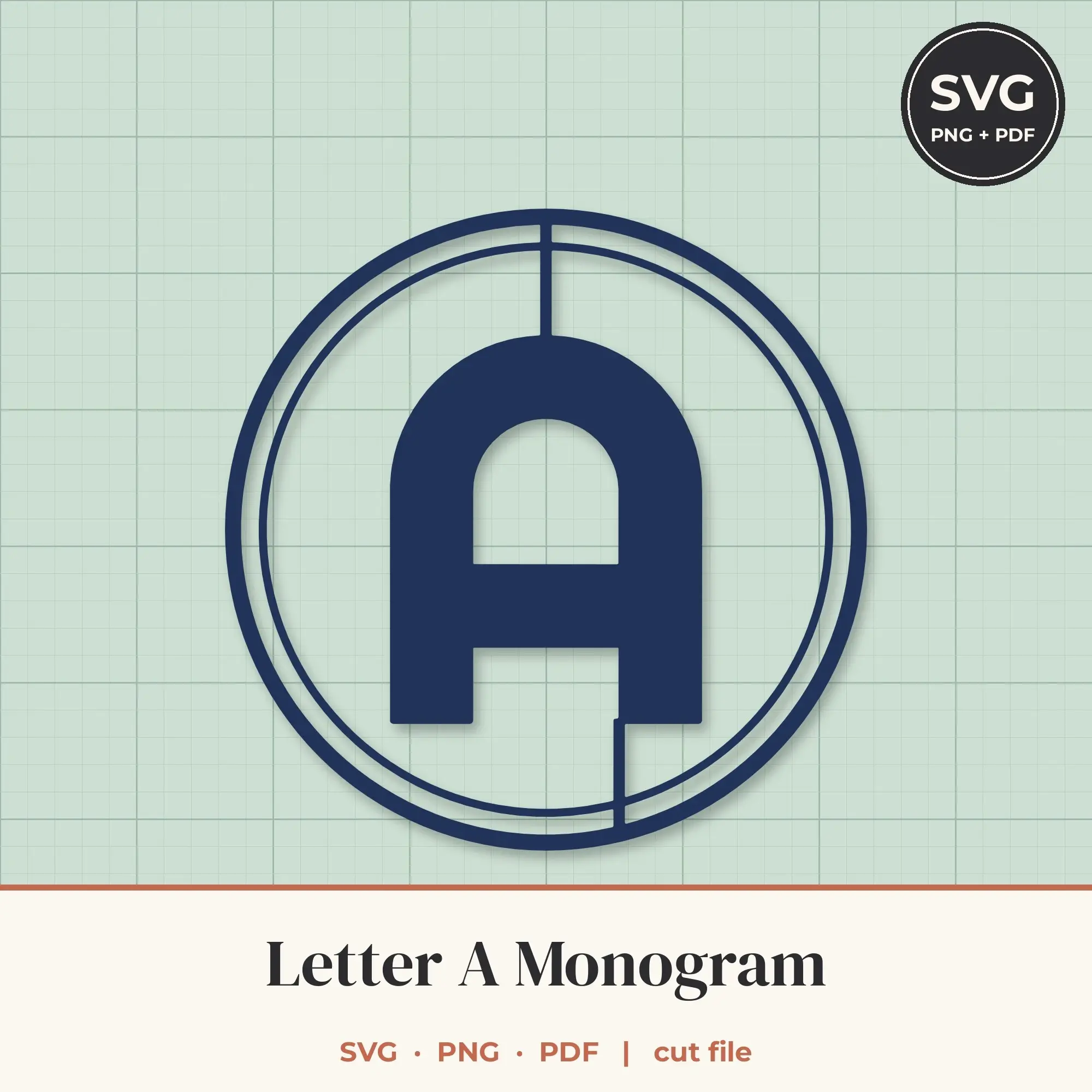 Letter A Double Circle Monogram SVG Cut File preview
