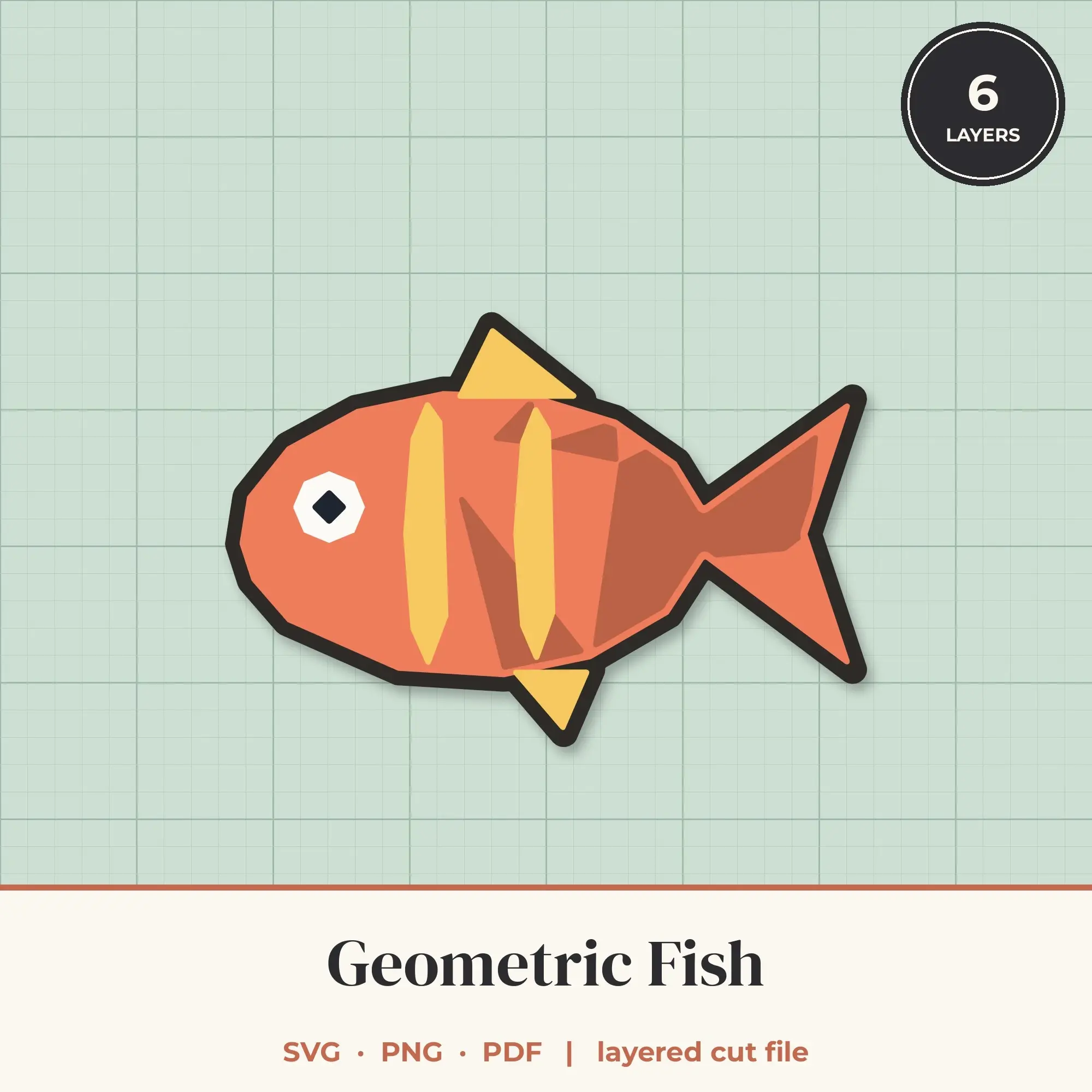 Geometric Fish SVG - Layered Animal Cut File preview
