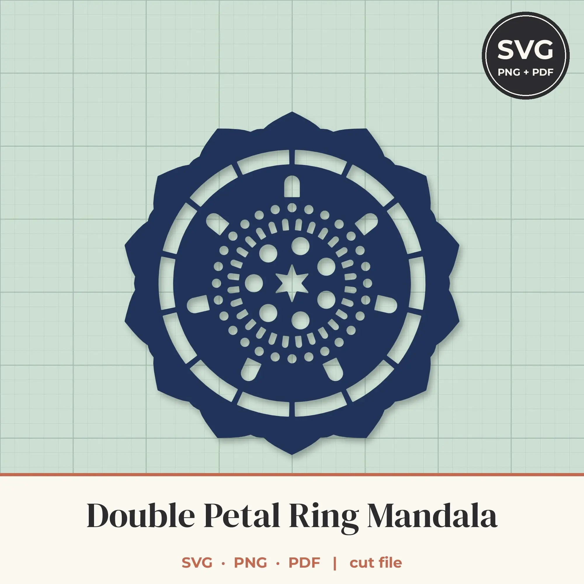 Double Petal Ring Mandala SVG - 14-Fold Cut File preview