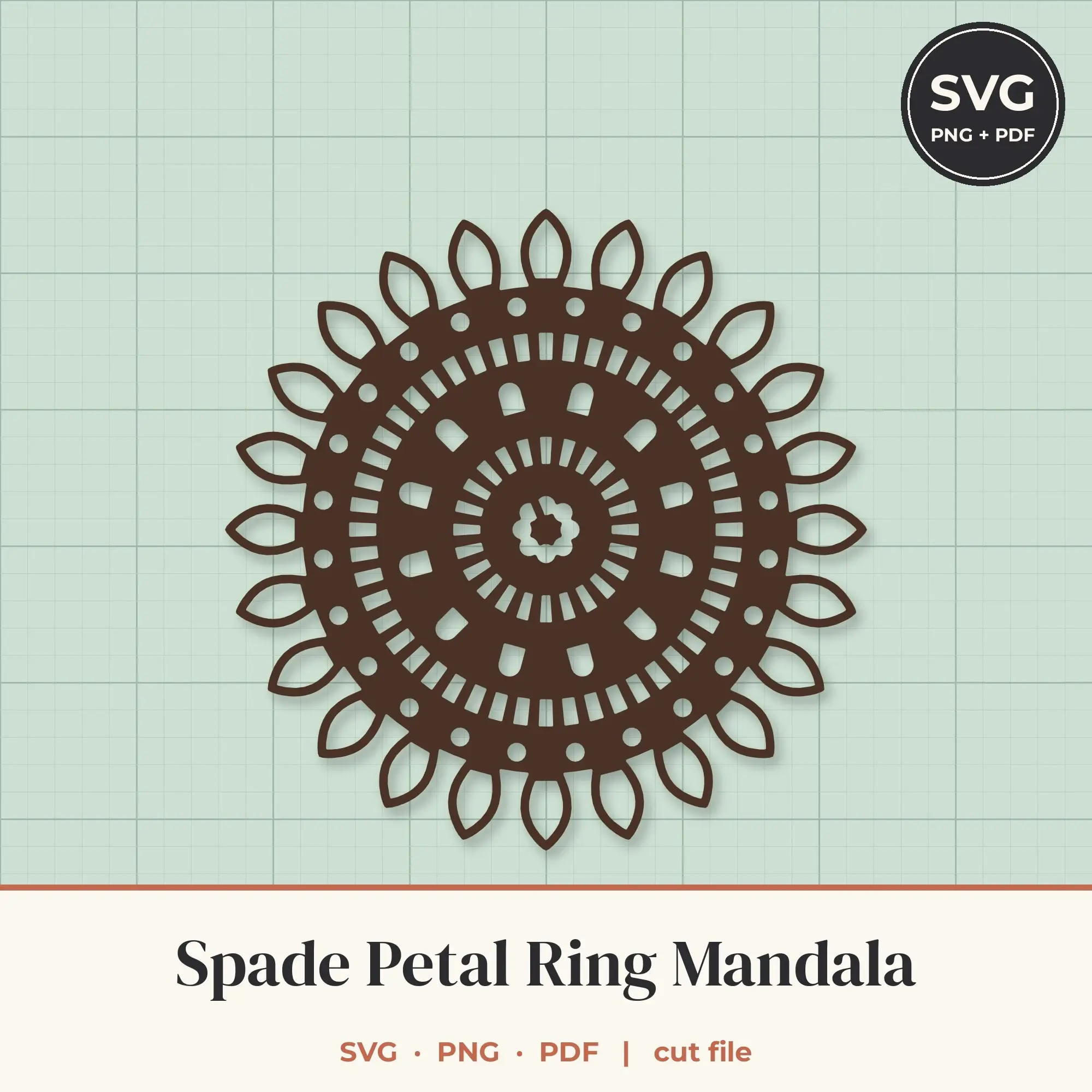 Spade Petal Ring Mandala SVG - 24-Fold Cut File preview