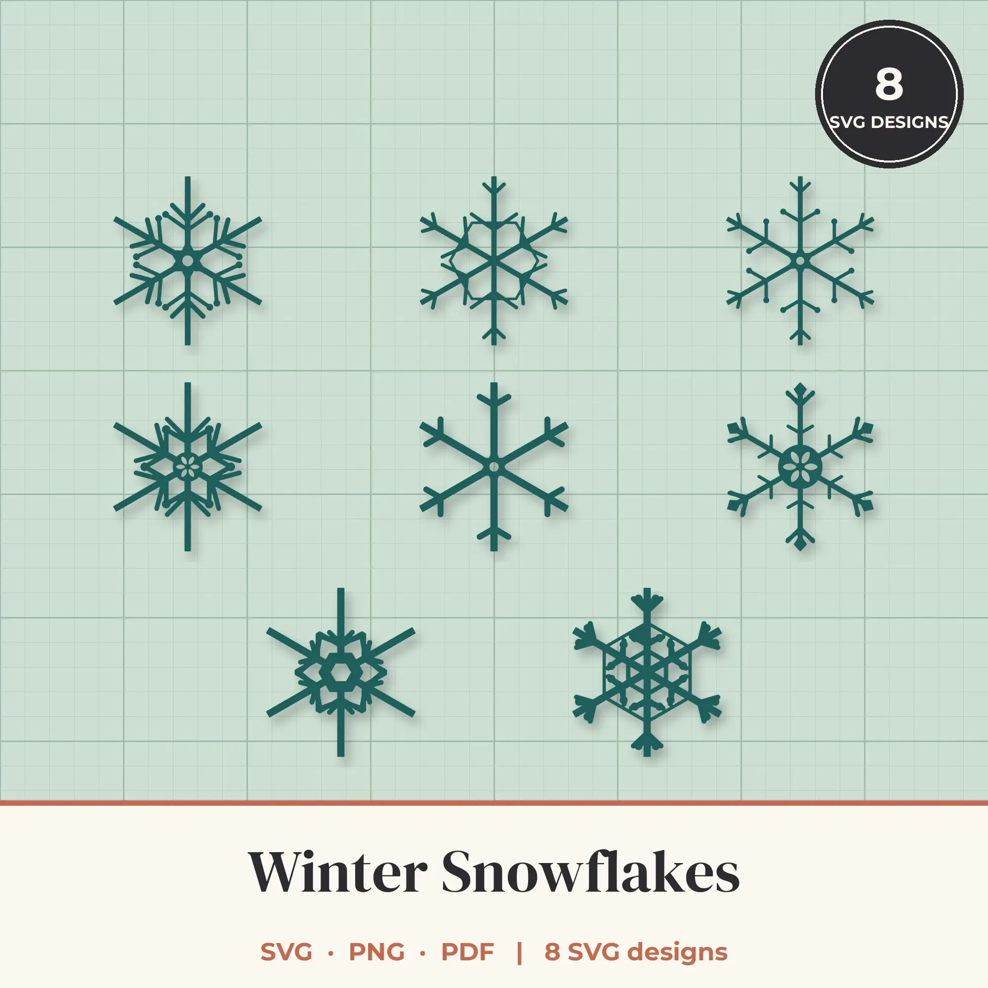 Winter Snowflake SVG Bundle - 8 Snowflake Cut Files preview