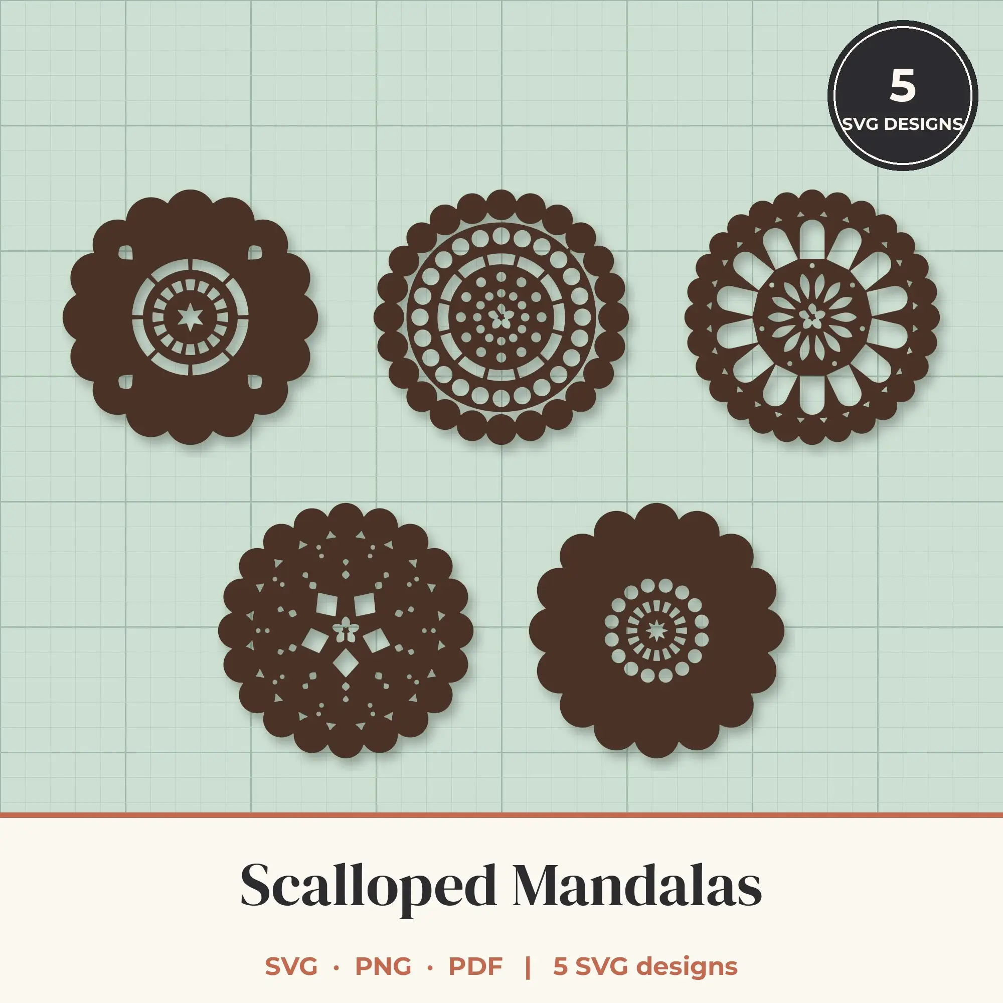Scalloped Mandala SVG Bundle - 5 Mandala Cut Files preview
