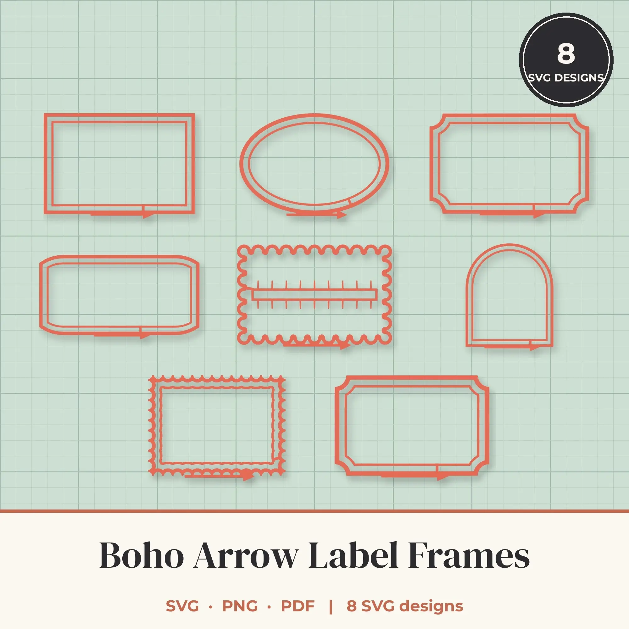 Boho Arrow Frame SVG Bundle - 8 Label Frames preview