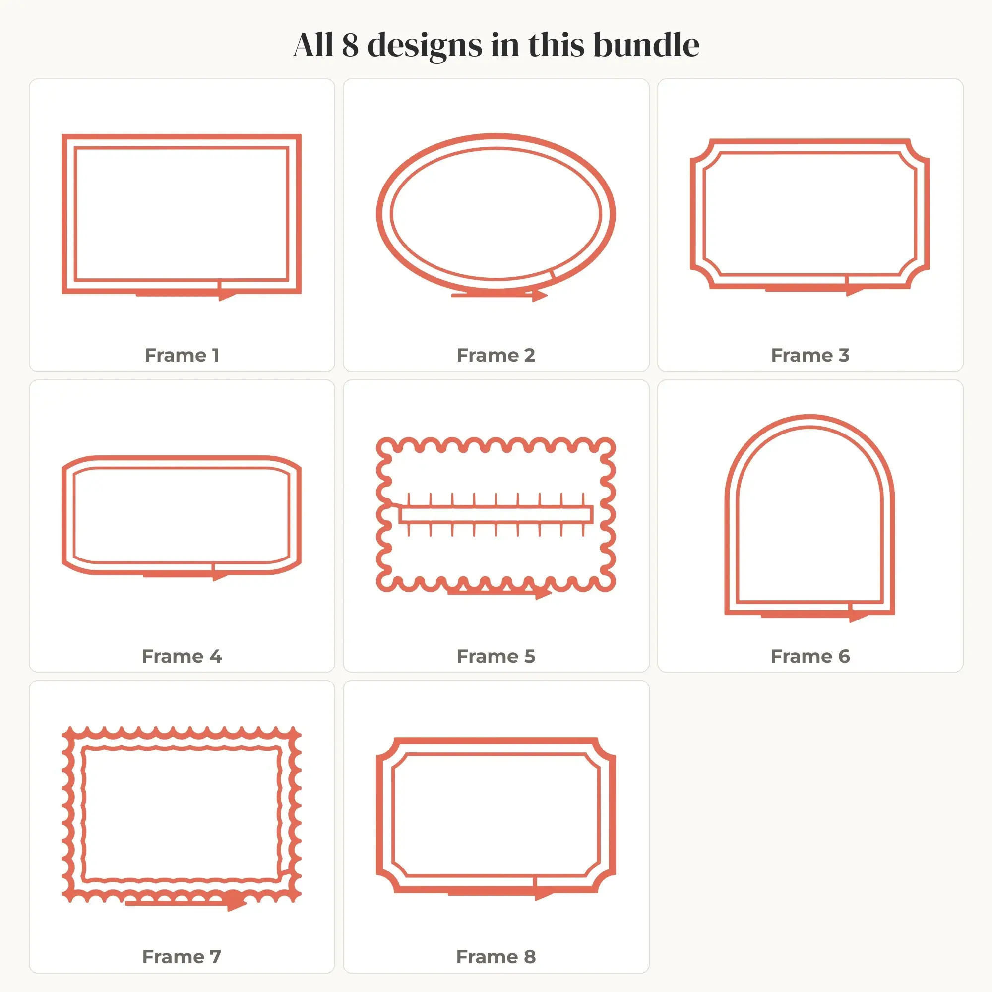 Boho Arrow Frame SVG Bundle - 8 Label Frames, preview 2 of 2