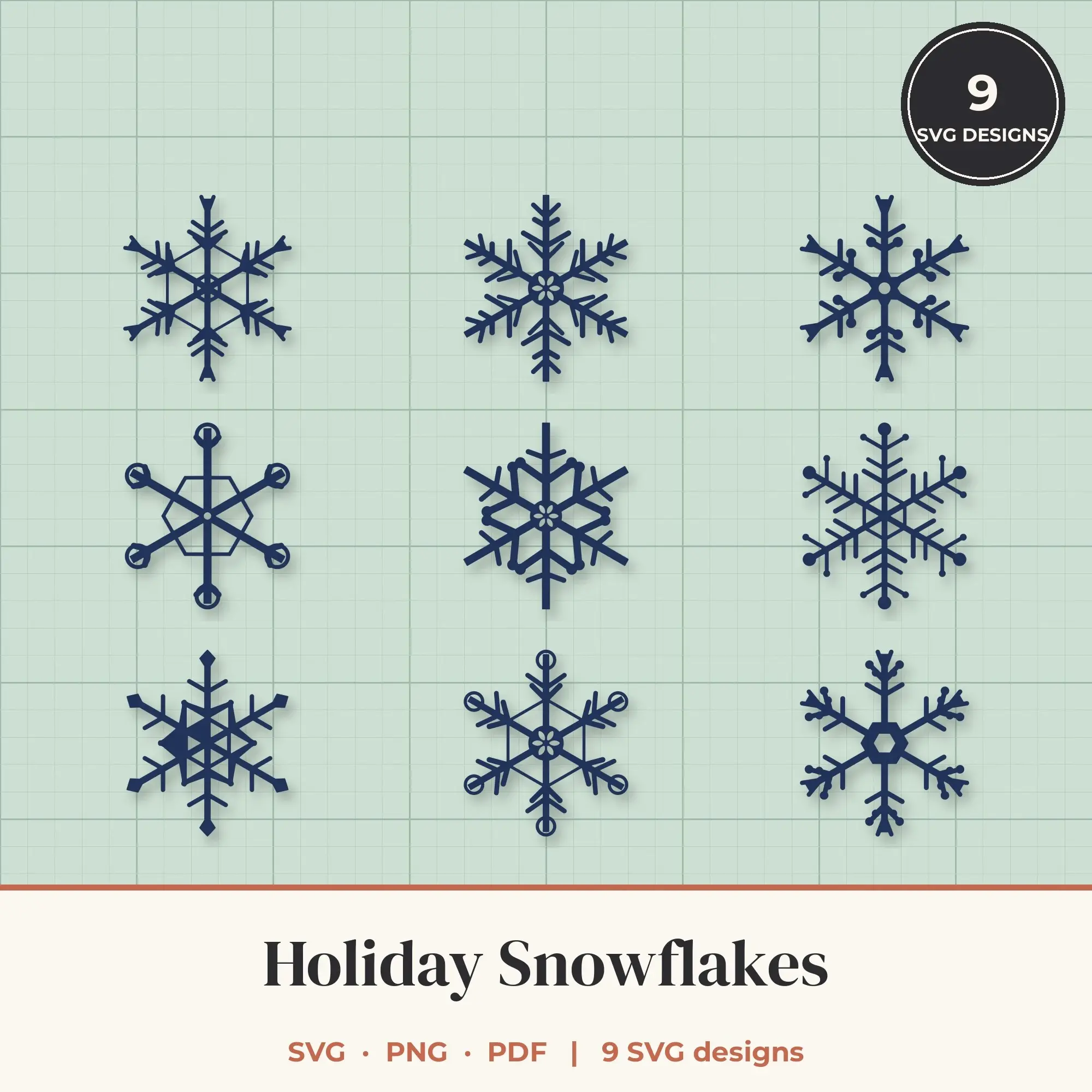 Holiday Snowflake SVG Bundle - 9 Snowflake Cut Files preview