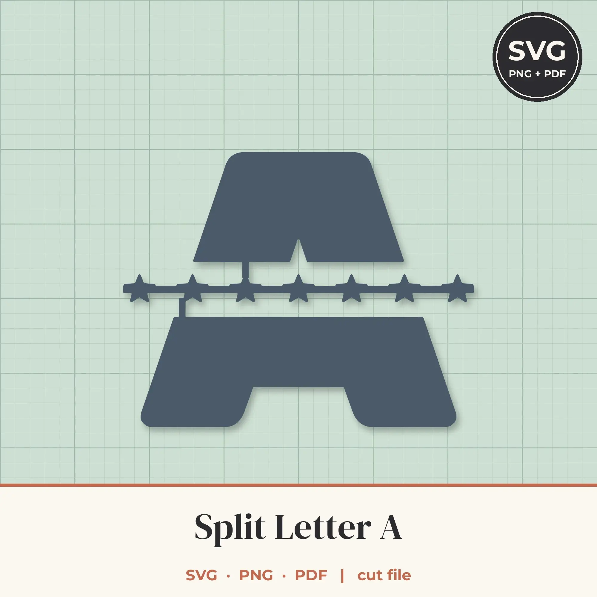 Letter A Split Monogram SVG - Star Band Cut File preview
