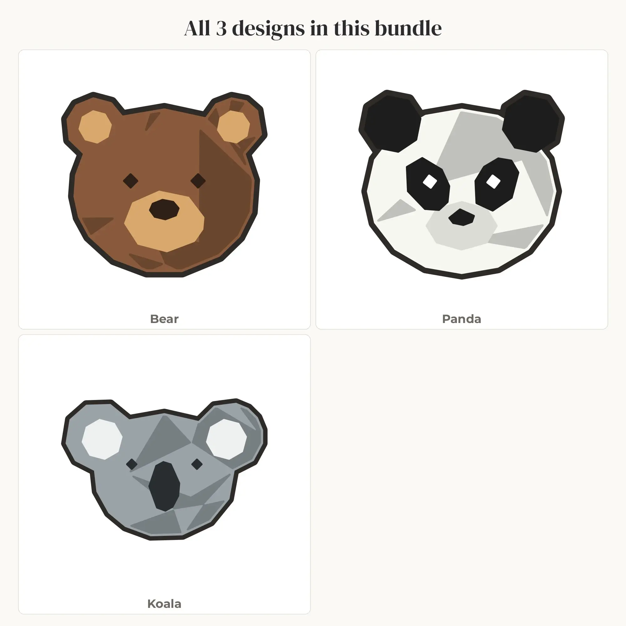 Geometric Bear Family Animals SVG Bundle - 3 Layered Cut Files, preview 2 of 2