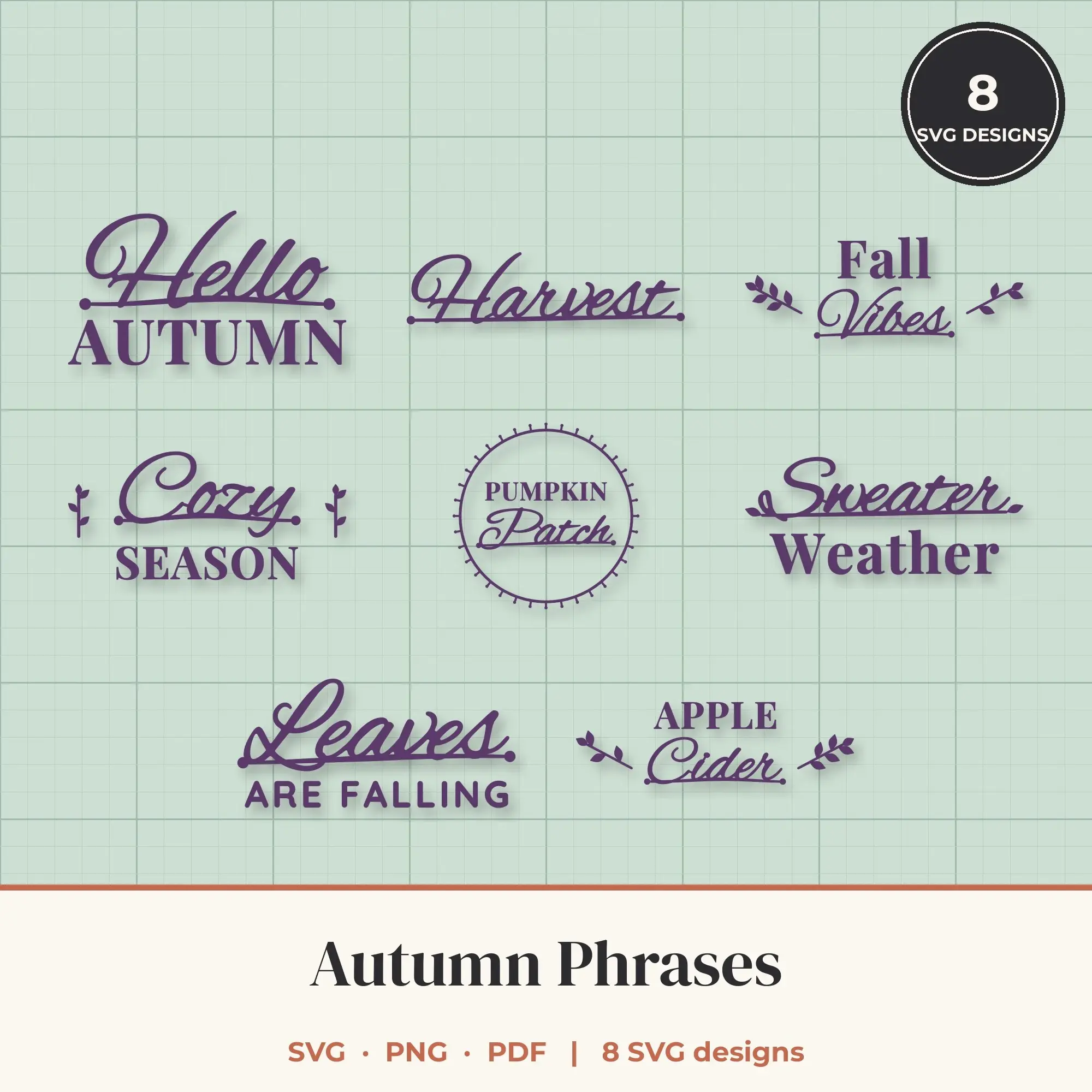 Autumn SVG Bundle - 8 Quote Cut Files, preview 1 of 2