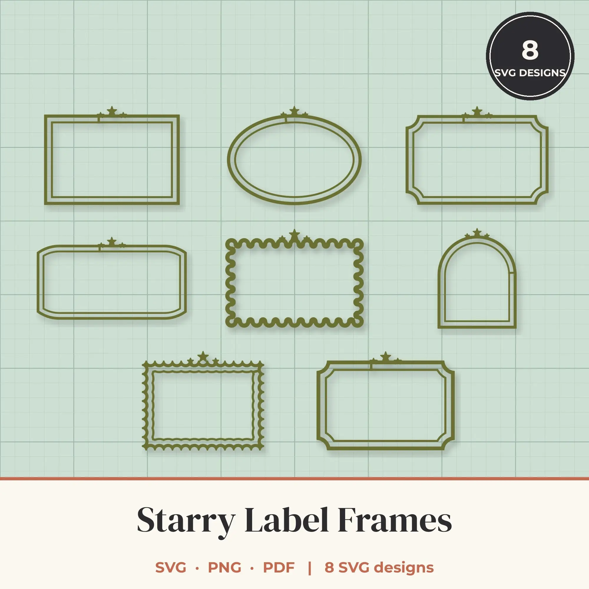 Starry Frame SVG Bundle - 8 Label Frames preview