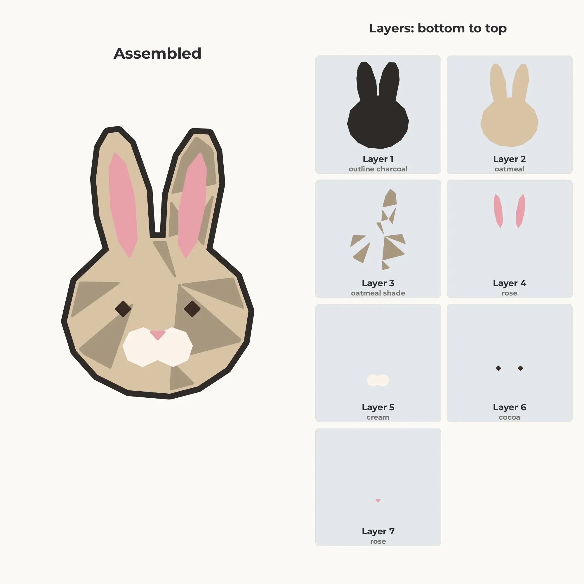 Geometric Bunny Face SVG - Layered Animal Cut File, preview 2 of 2