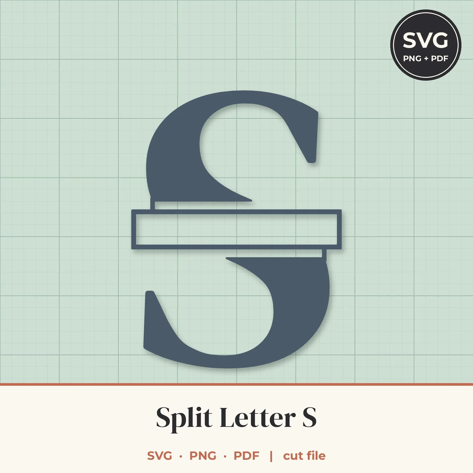 Letter S Split Monogram SVG - Open Panel Cut File preview