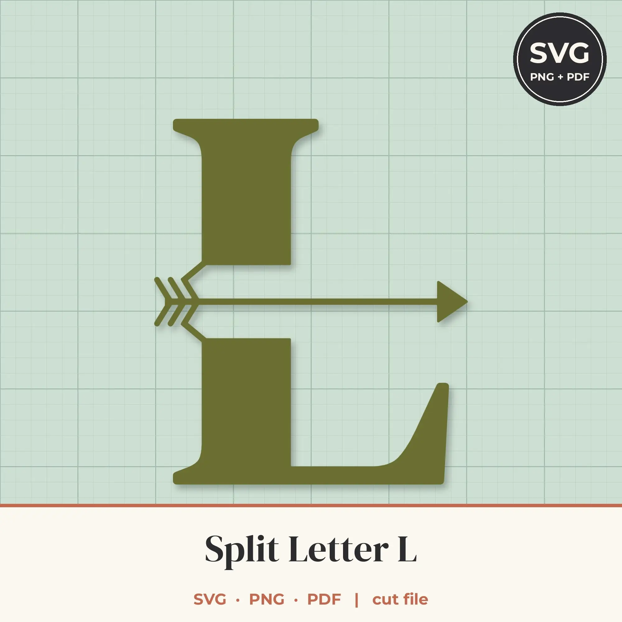 Letter L Split Monogram SVG - Boho Arrow Cut File preview