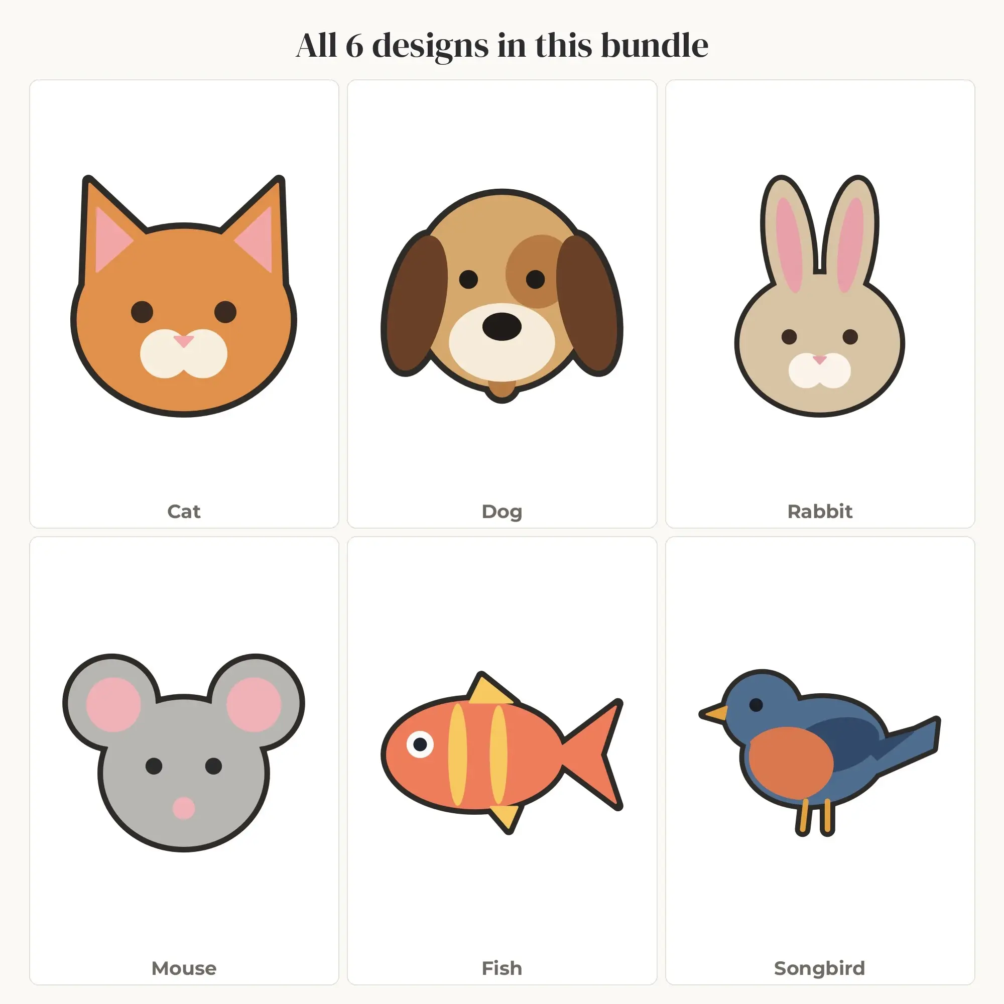 Cute Pet Animals SVG Bundle - 6 Layered Cut Files, preview 2 of 2