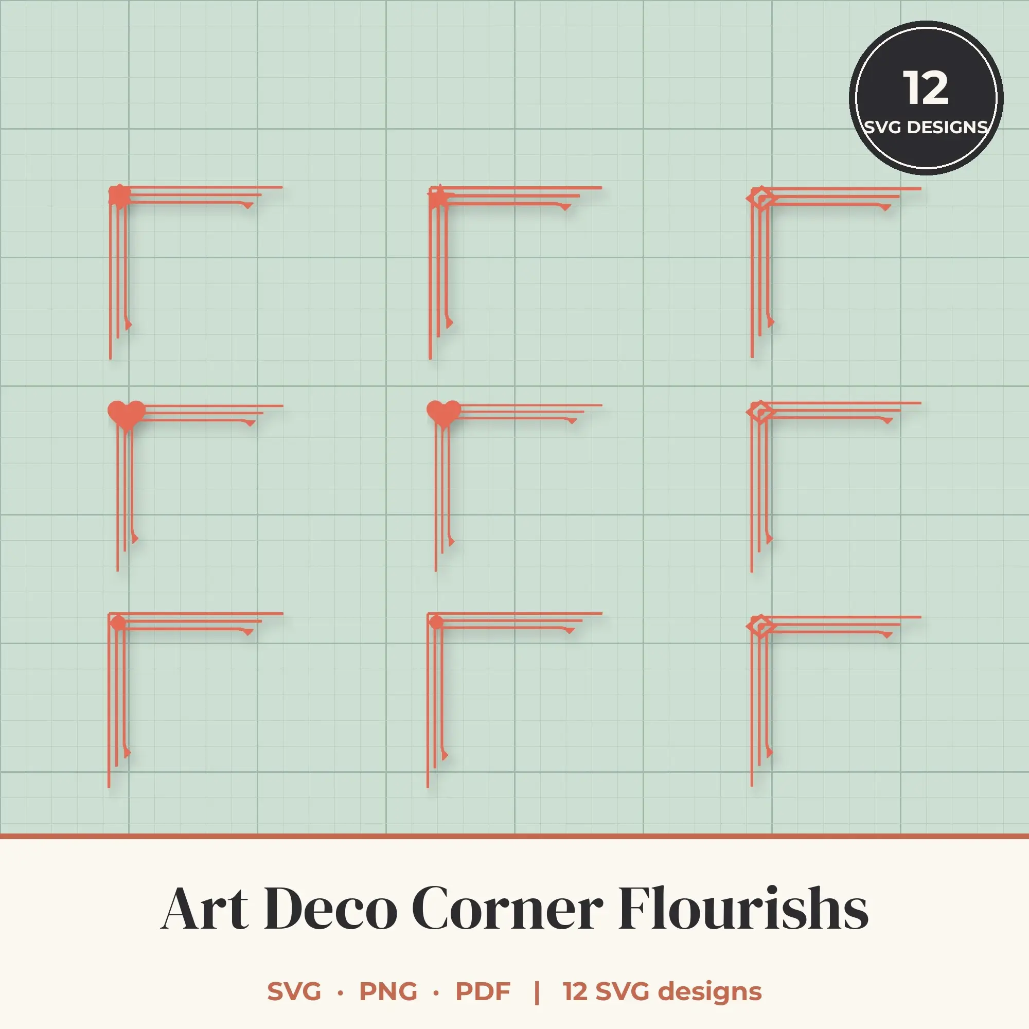 Art Deco Corner SVG Set - 12 Corner Flourishes preview
