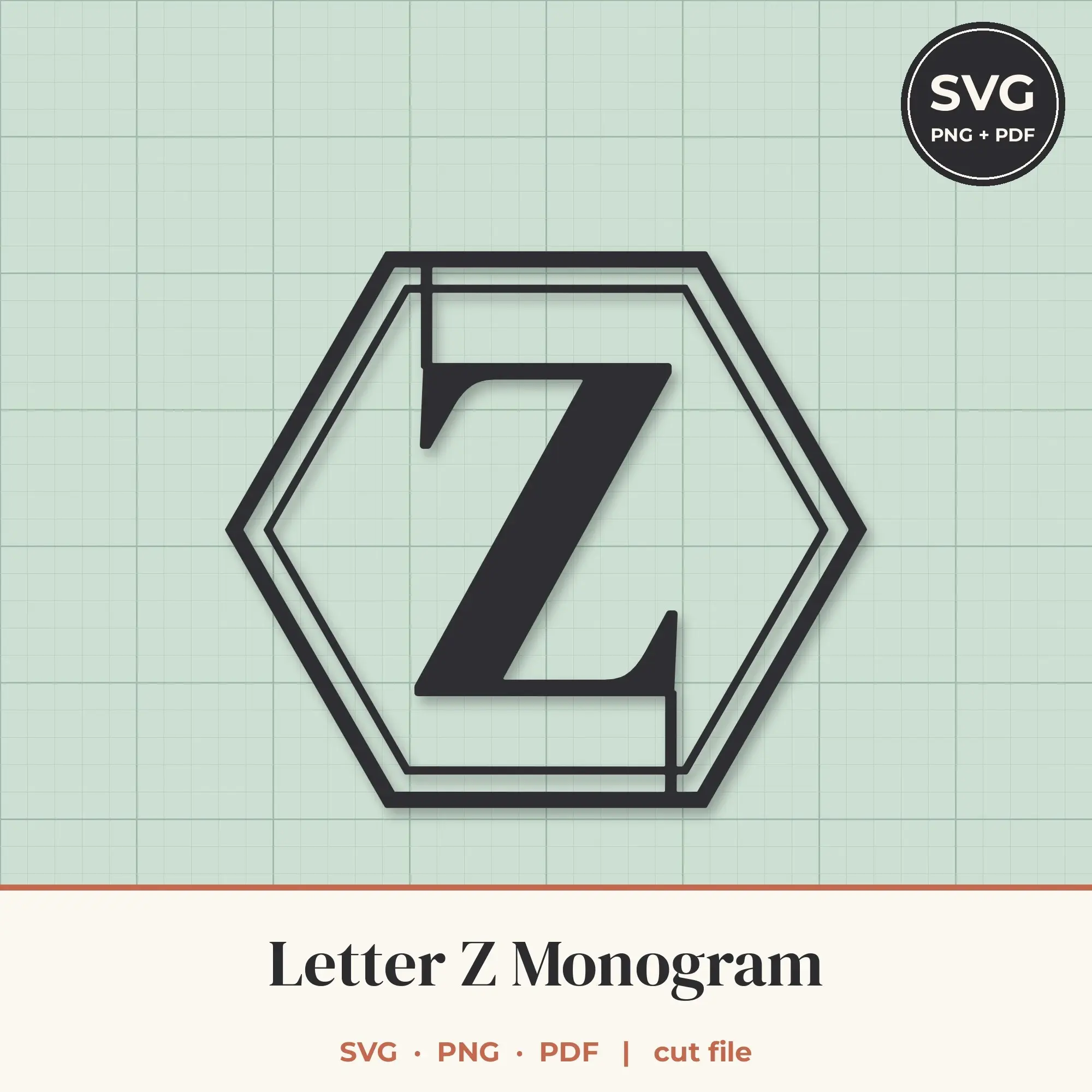 Letter Z Hexagon Monogram SVG Cut File preview