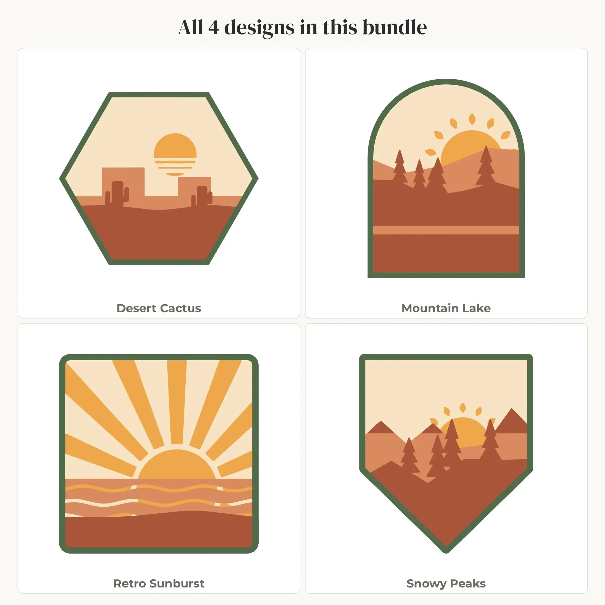 Desert Landscape Layered SVG Bundle - 4 Scenes, preview 2 of 2
