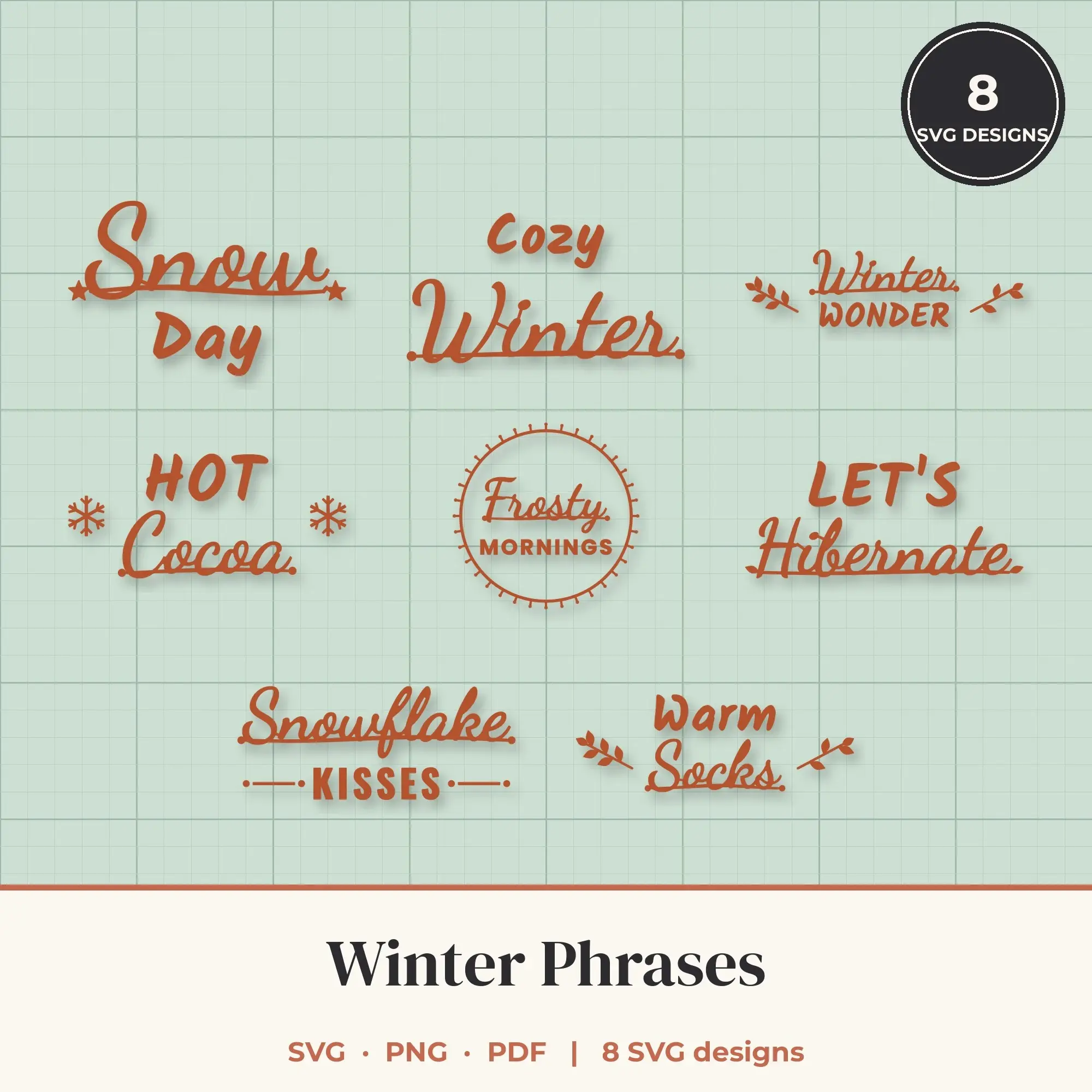 Winter SVG Bundle - 8 Quote Cut Files preview