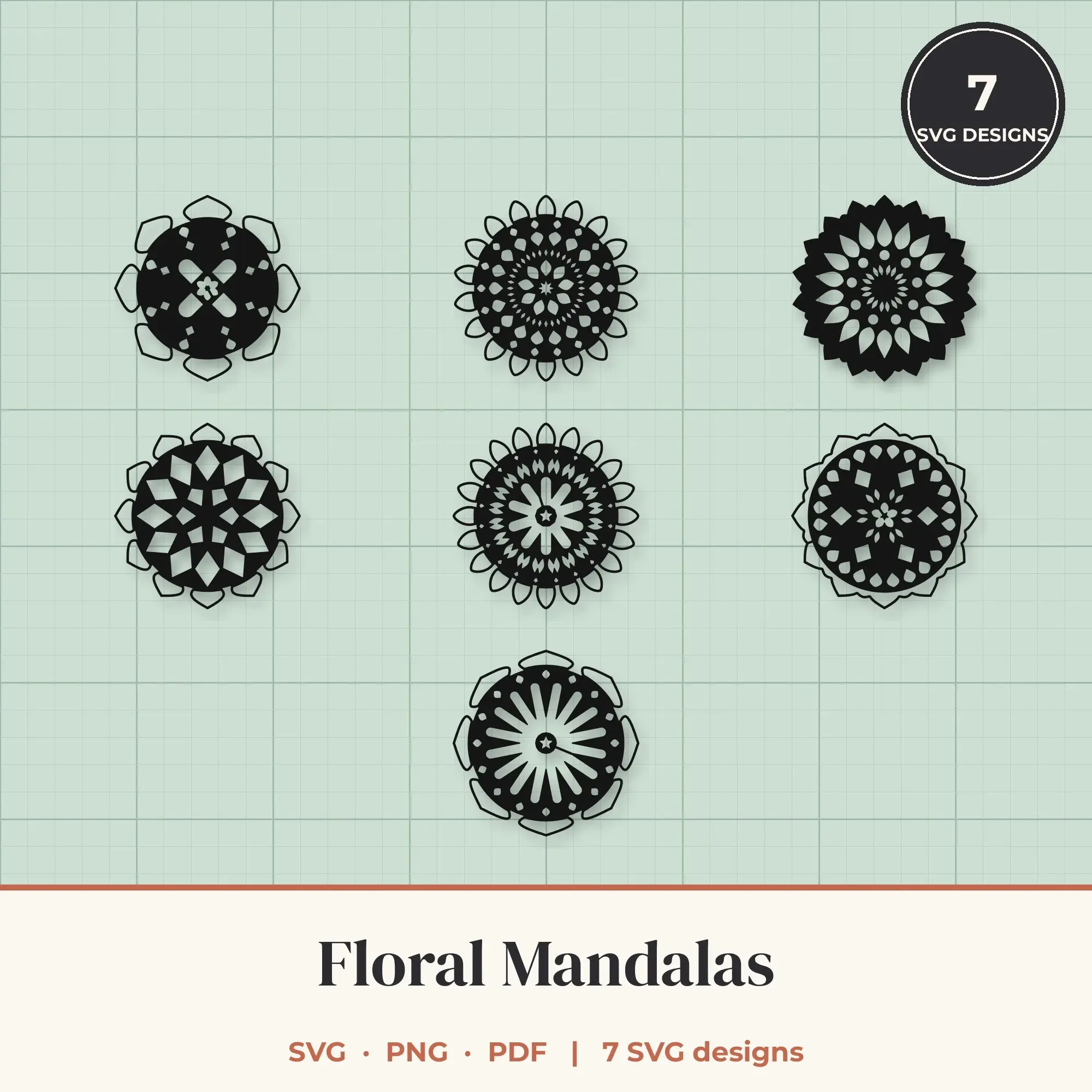 Floral Mandala SVG Bundle - 7 Mandala Cut Files preview