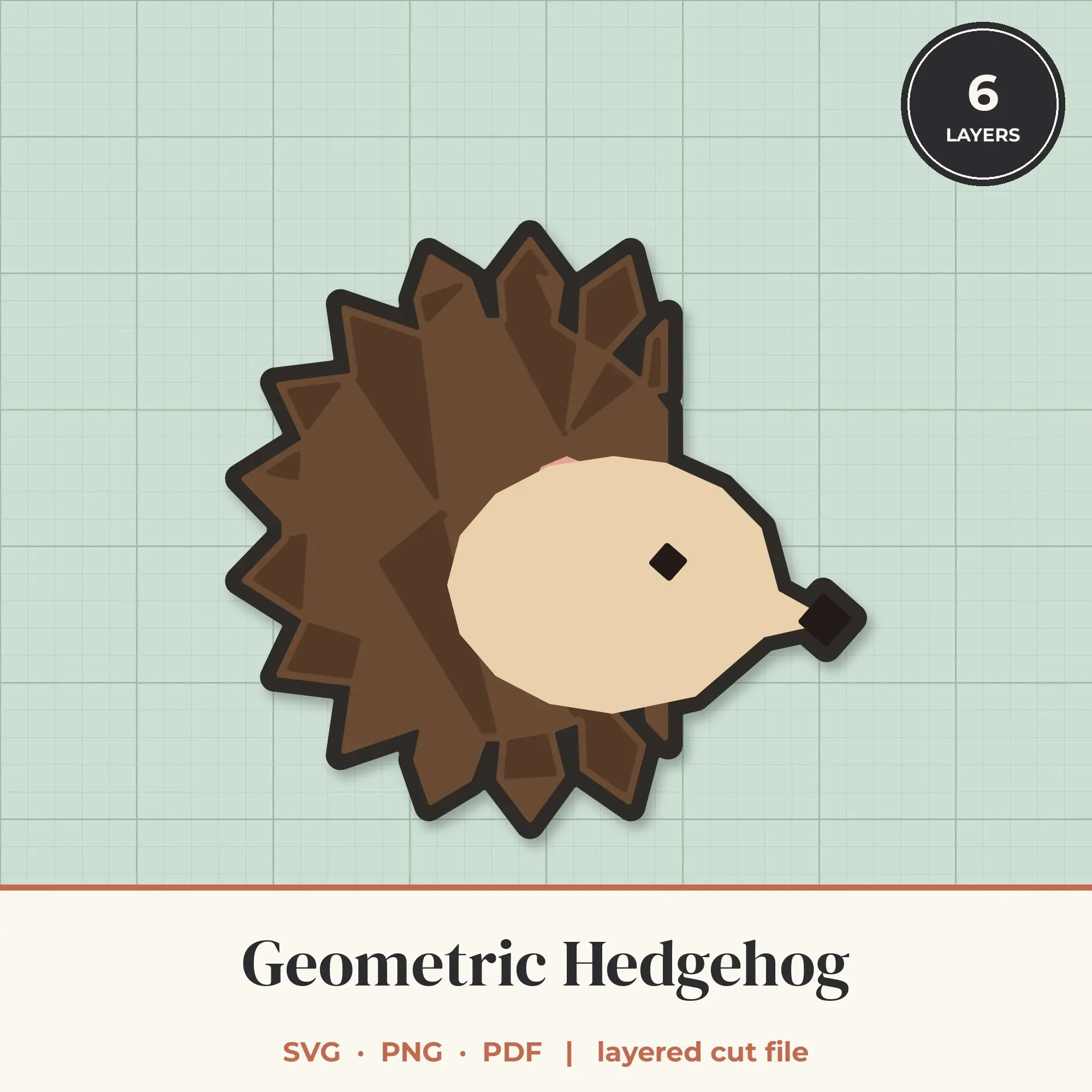 Geometric Hedgehog SVG - Layered Animal Cut File preview