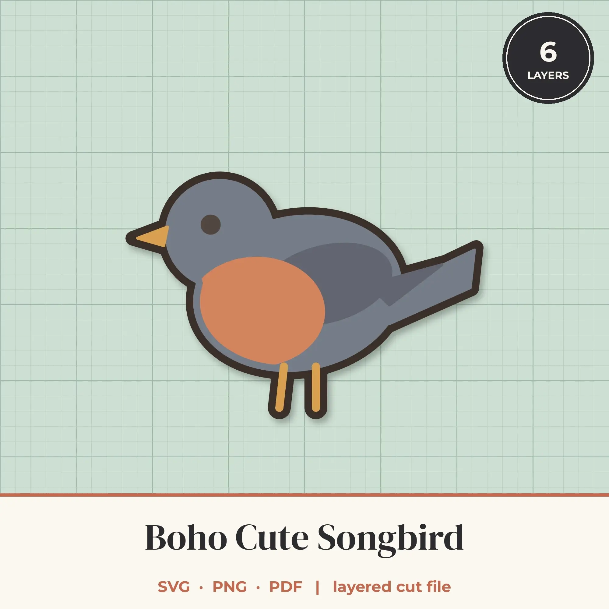 Boho Cute Songbird SVG - Layered Animal Cut File preview
