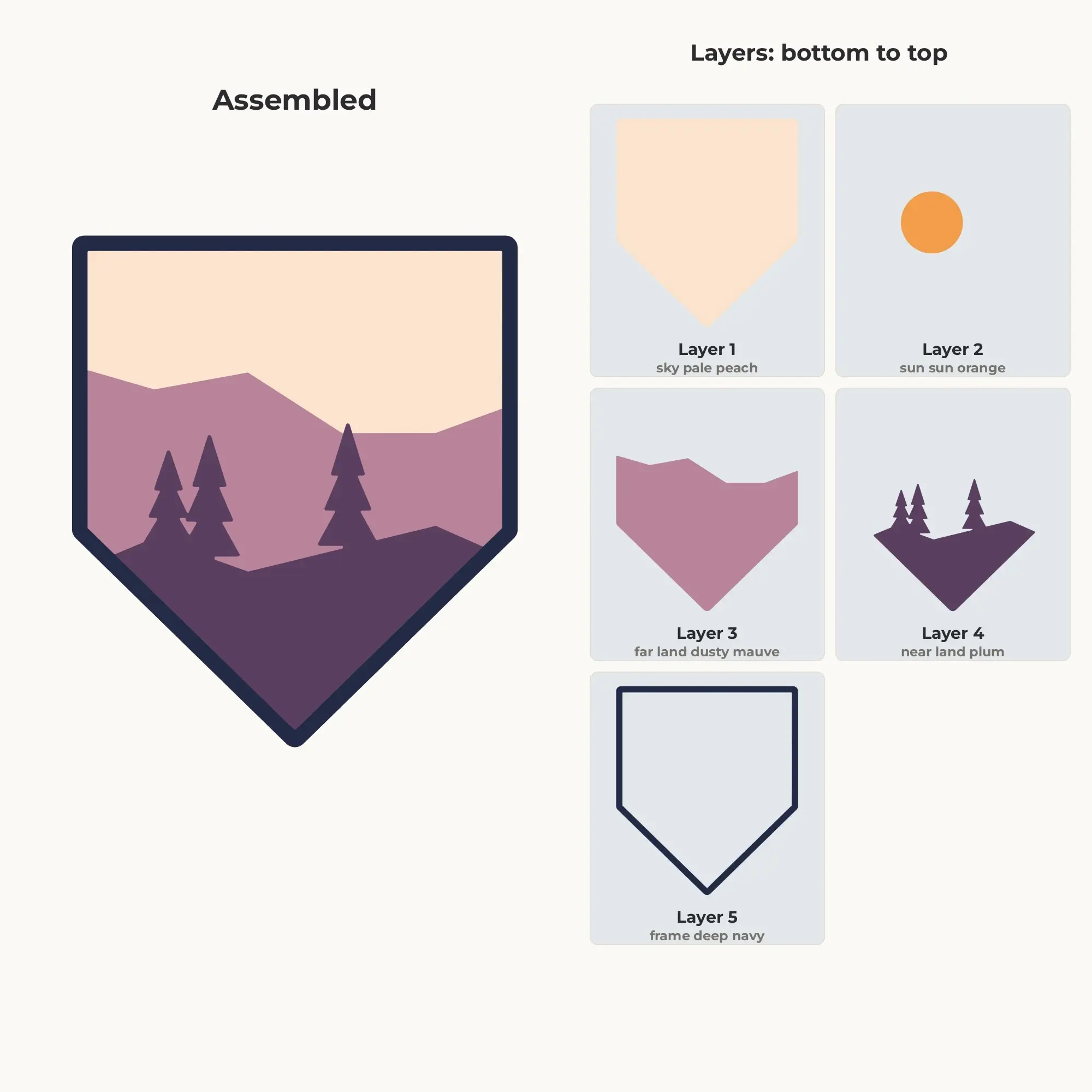 Mountain Sunrise Badge Layered SVG - 5 Layer Landscape Cut File, preview 2 of 2