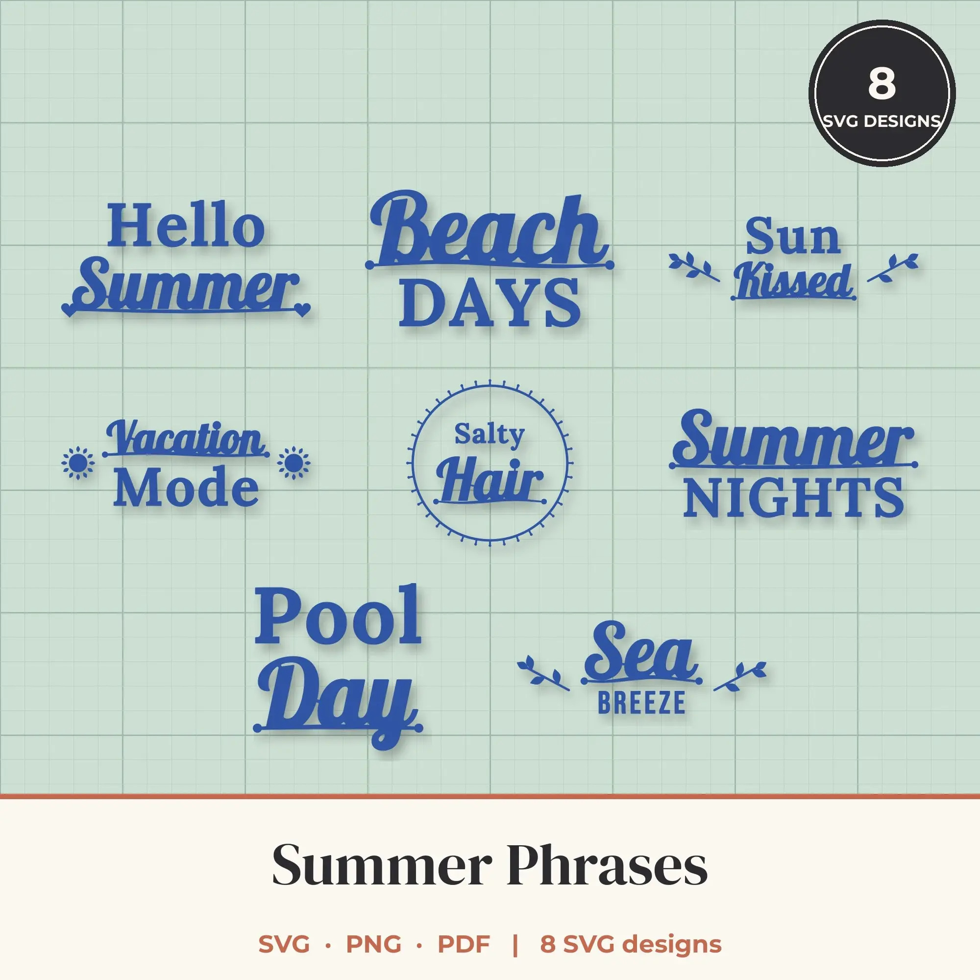Summer SVG Bundle - 8 Quote Cut Files preview
