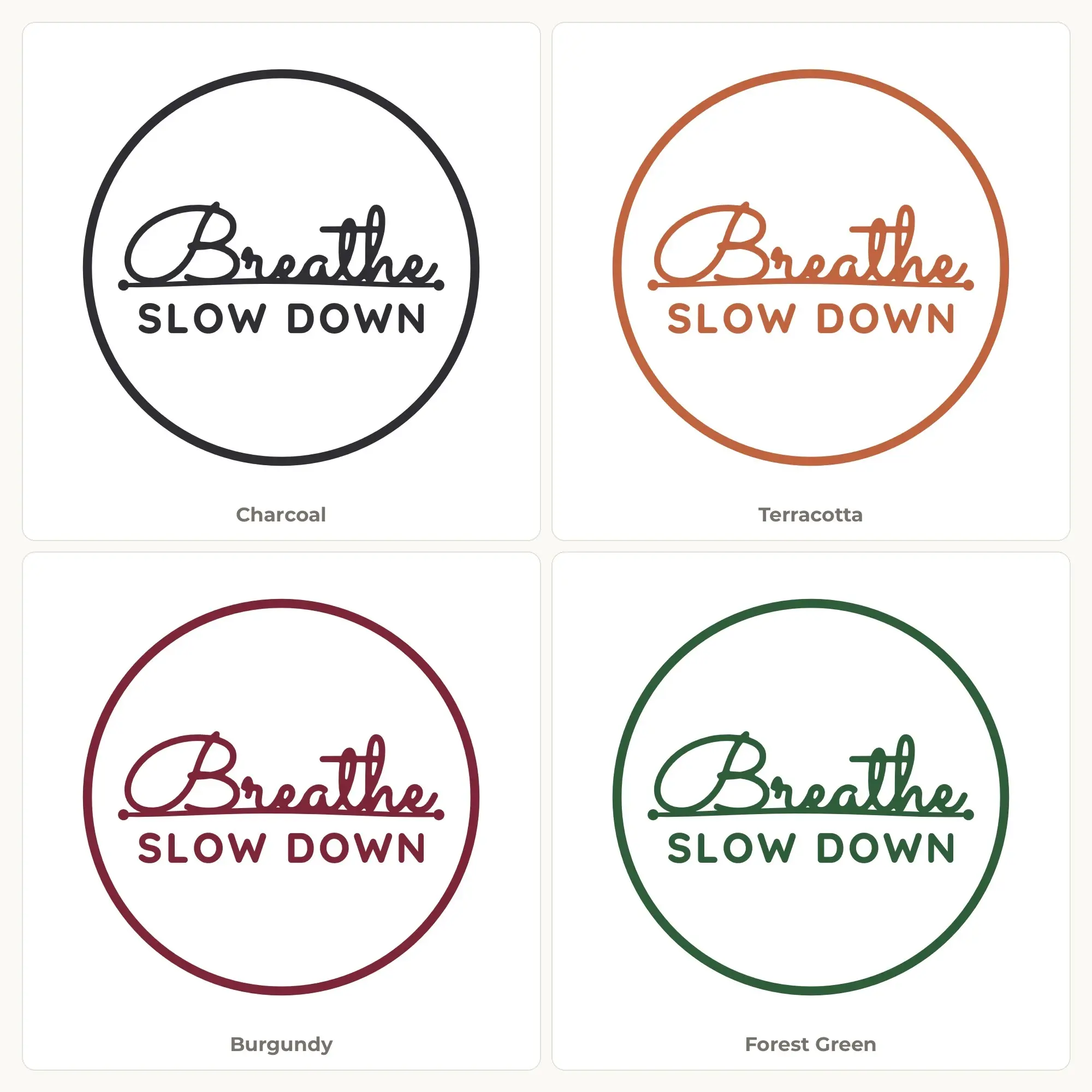 Breathe Slow Down SVG - Round Badge Lettering Cut File, preview 2 of 2