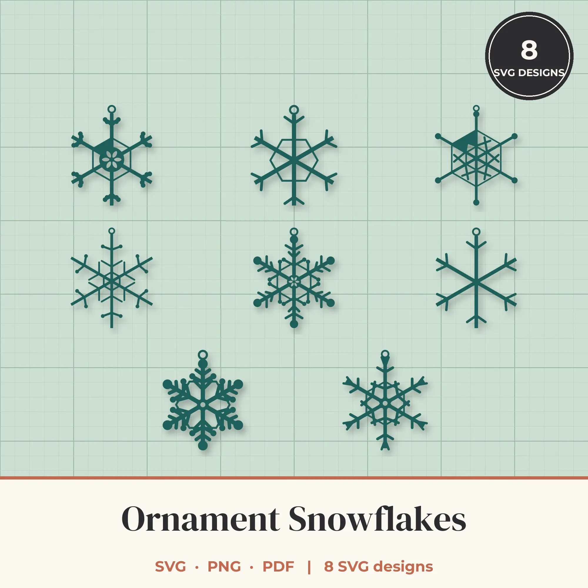Ornament Snowflake SVG Bundle - 8 Snowflake Cut Files preview