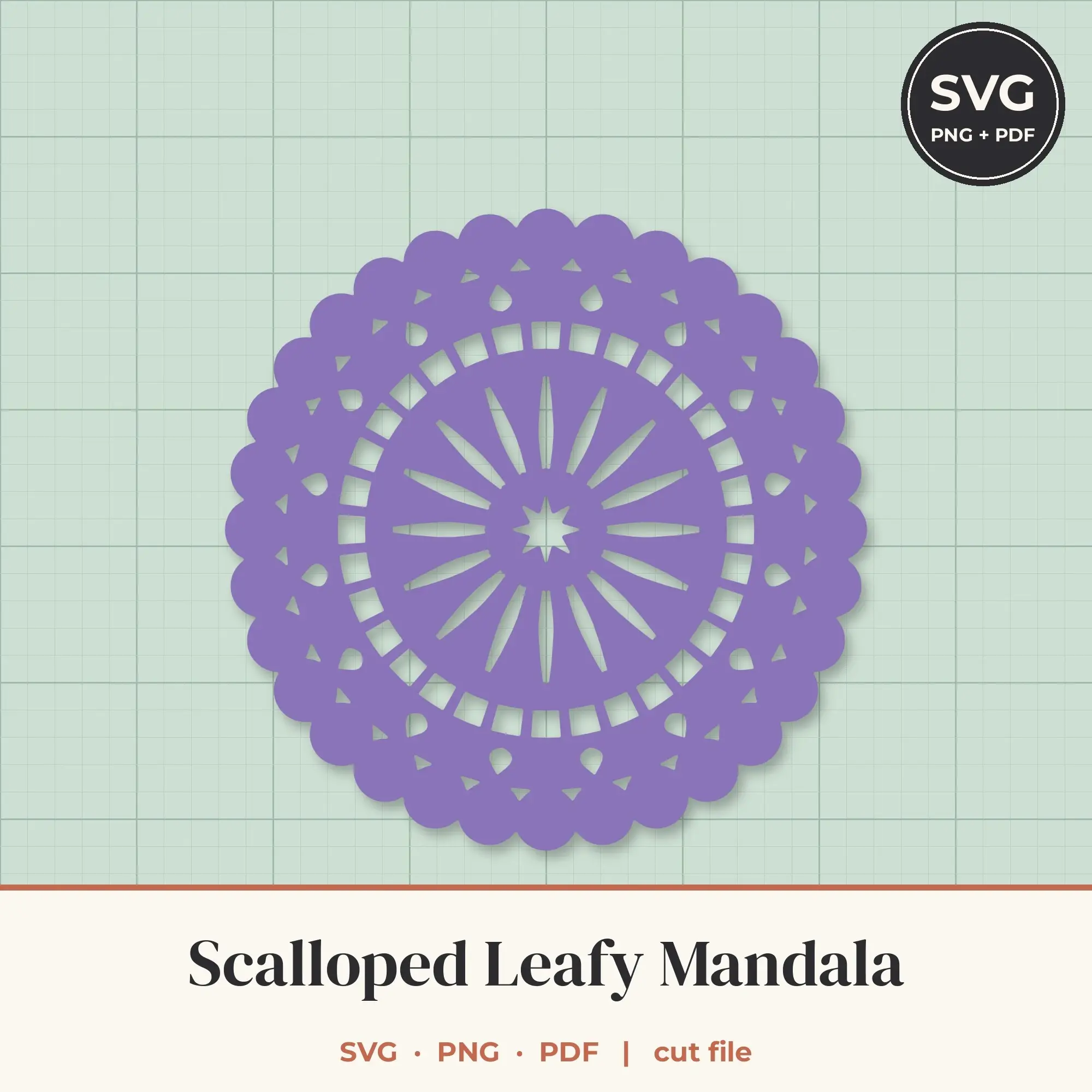 Scalloped Leafy Mandala SVG - 16-Fold Cut File preview