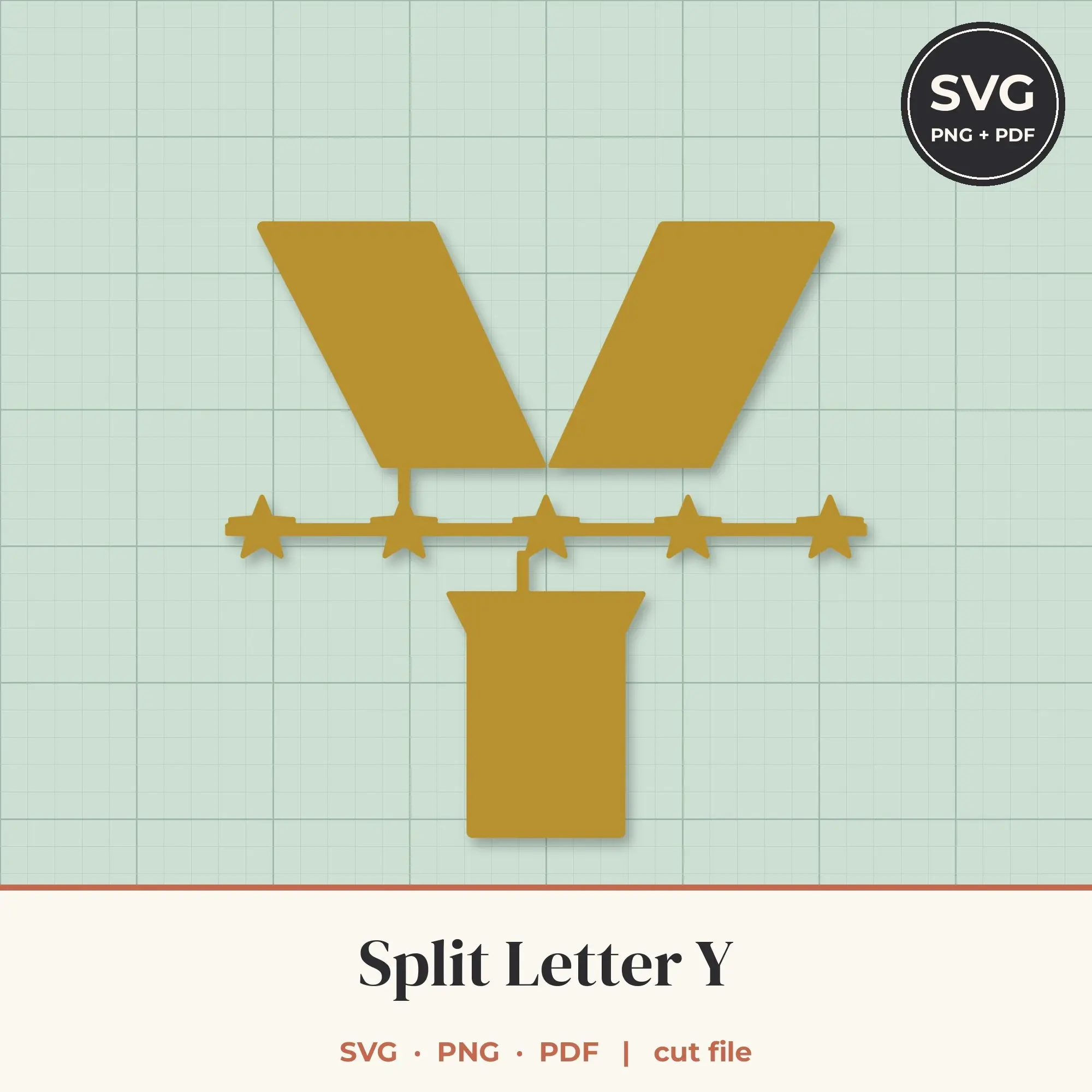 Letter Y Split Monogram SVG - Star Band Cut File preview