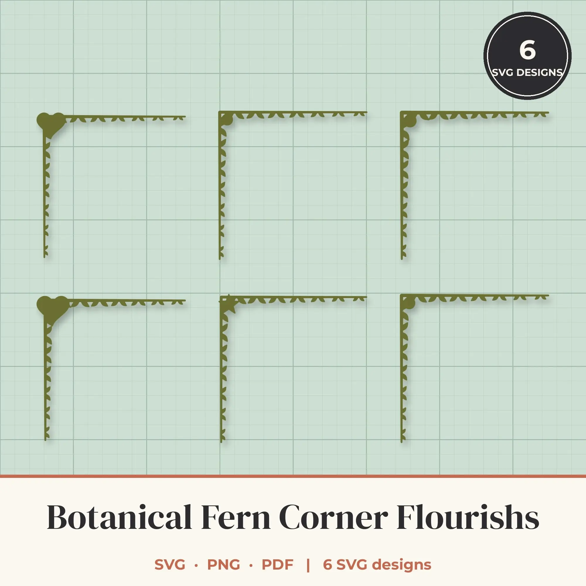 Botanical Fern Corner SVG Set - 6 Corner Flourishes preview