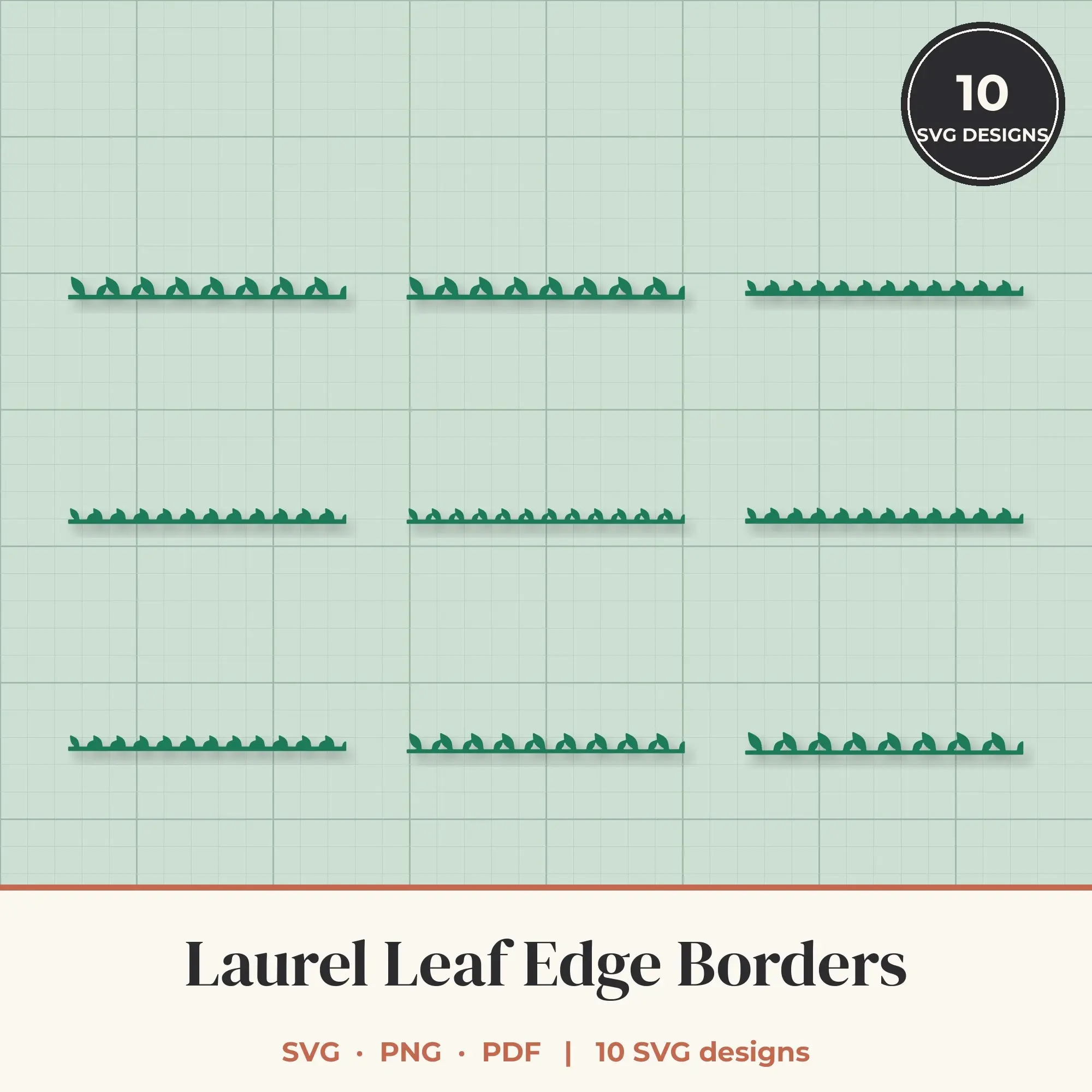 Laurel Leaf Border SVG Set - 10 Edge Borders preview