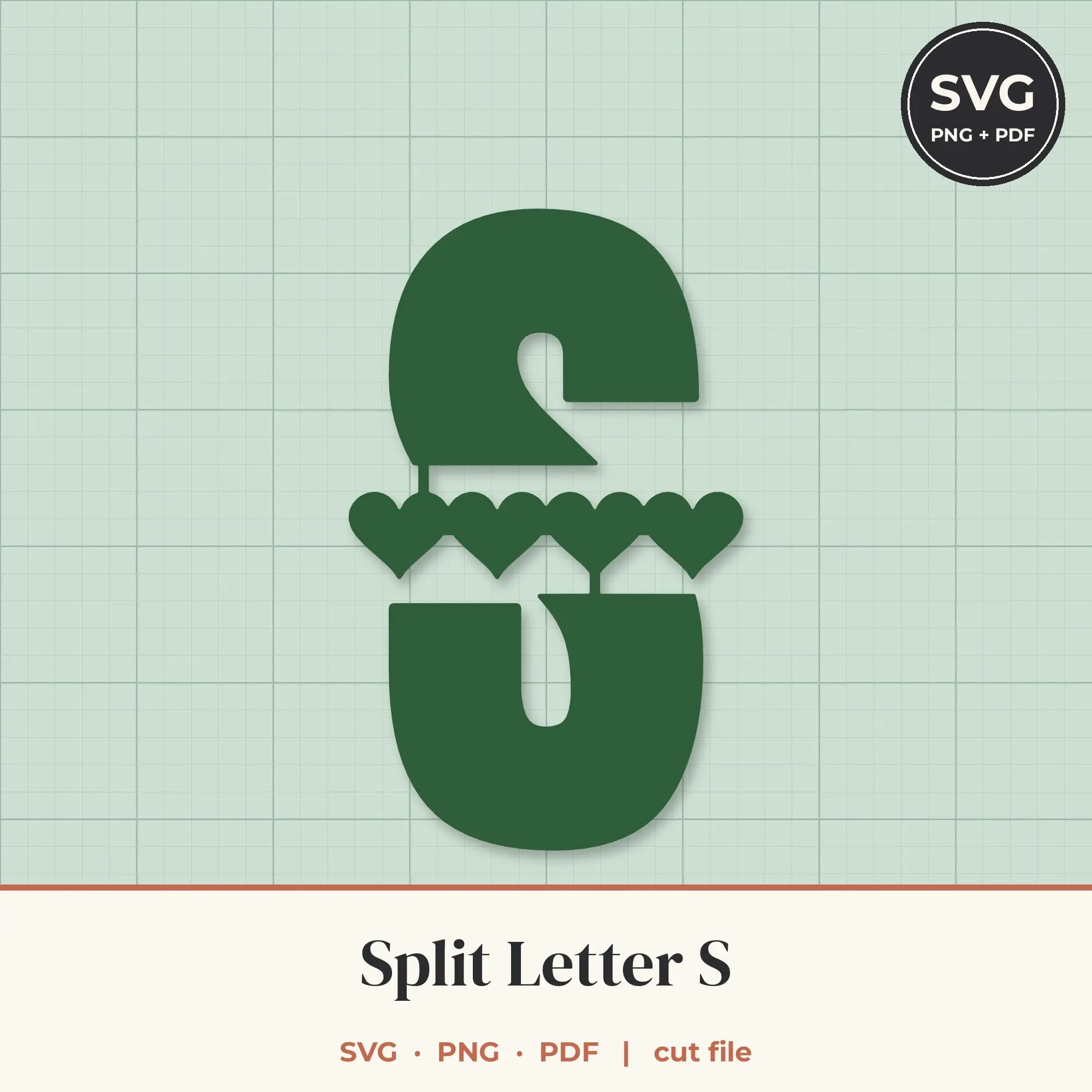 Letter S Split Monogram SVG - Heart Chain Cut File preview