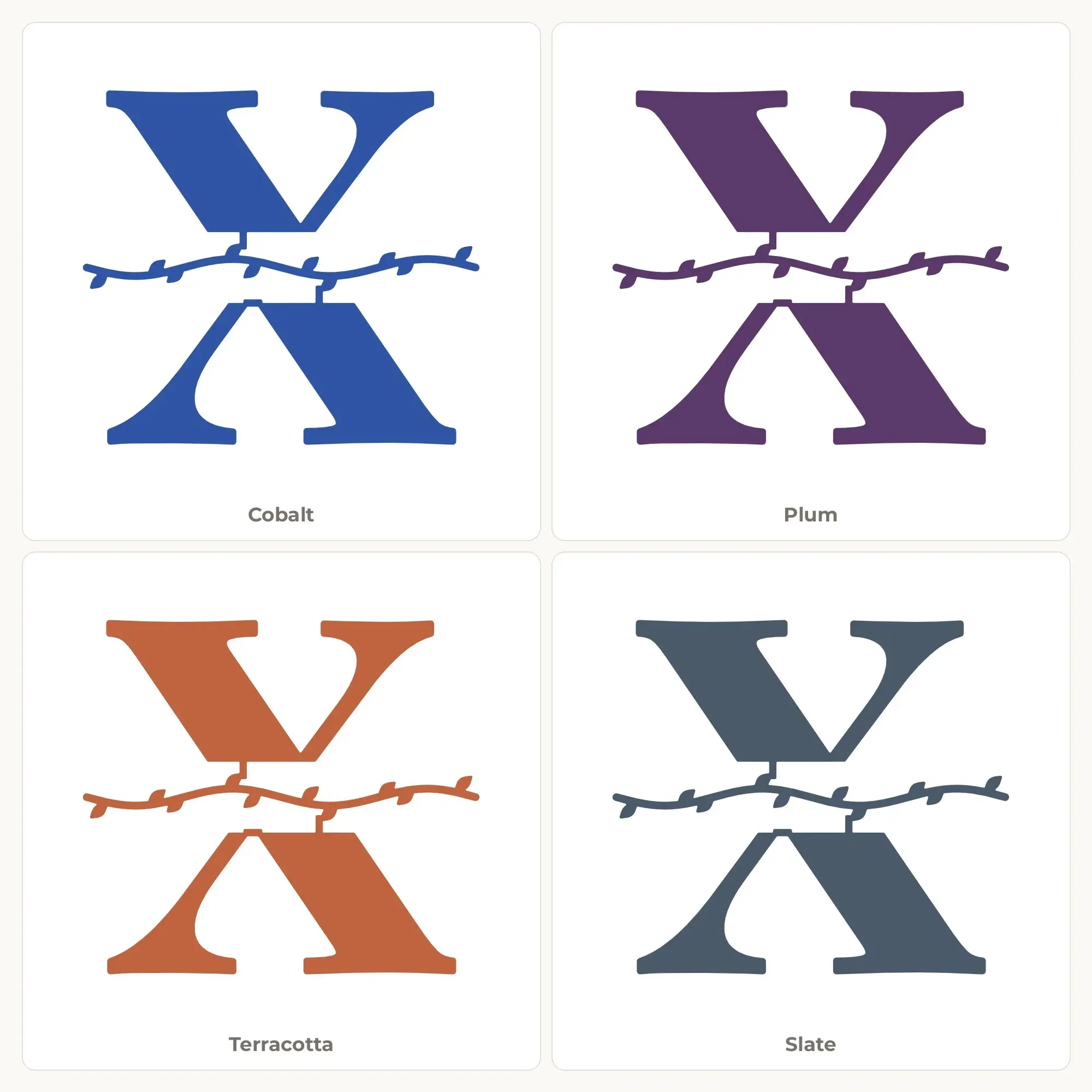 Letter X Split Monogram SVG - Leafy Vine Cut File, preview 2 of 2