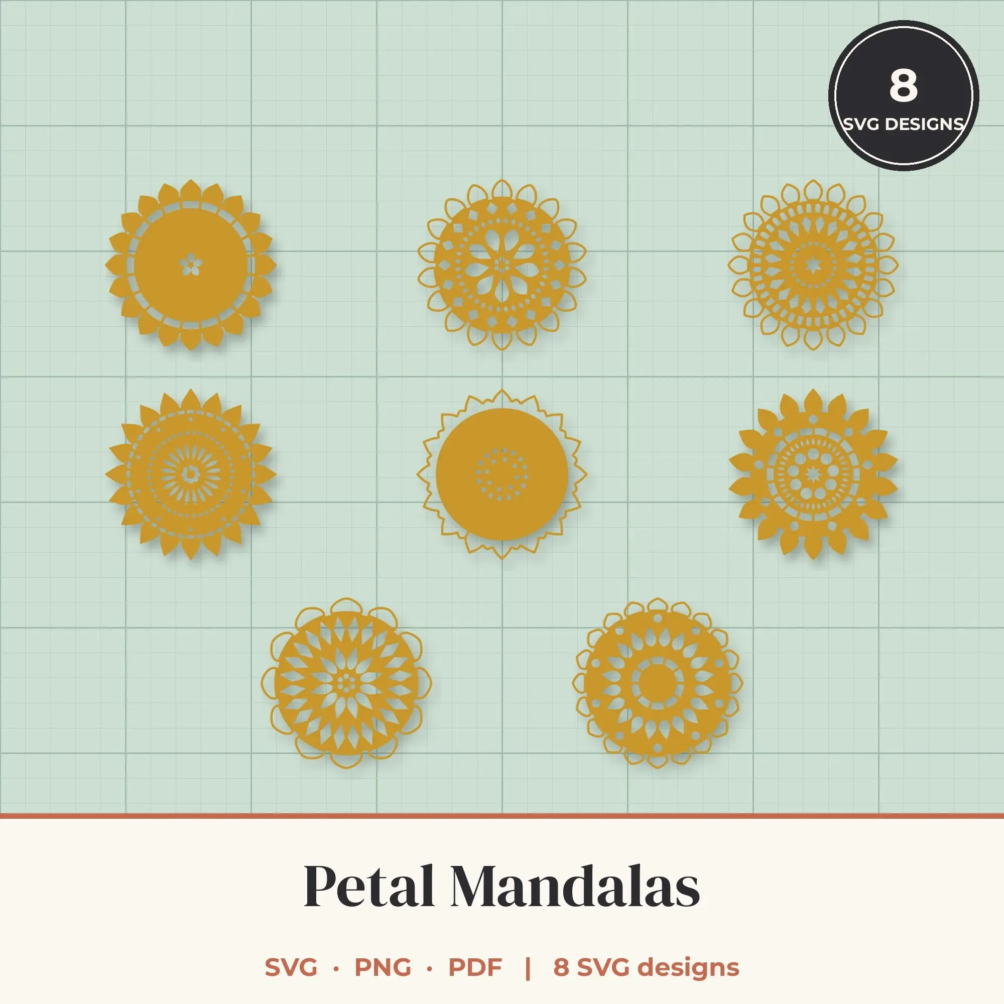 Petal Mandala SVG Bundle - 8 Mandala Cut Files preview