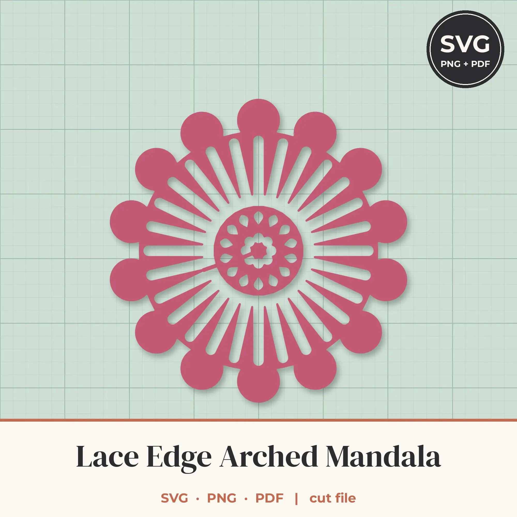 Lace Edge Arched Mandala SVG - 14-Fold Cut File preview