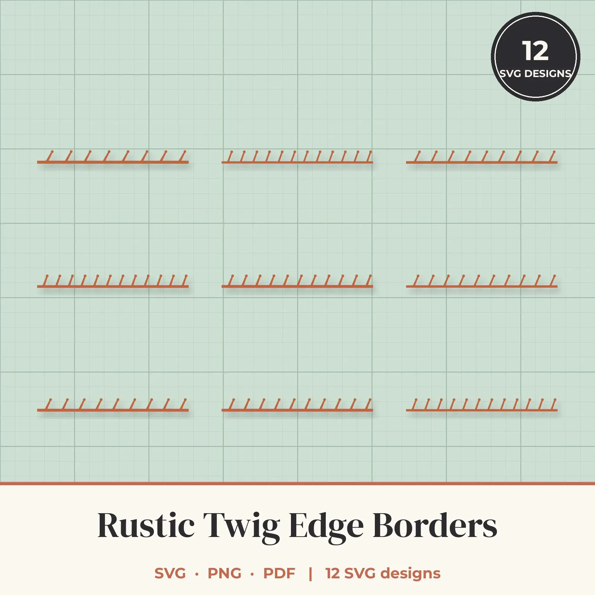 Rustic Twig Border SVG Set - 12 Edge Borders preview