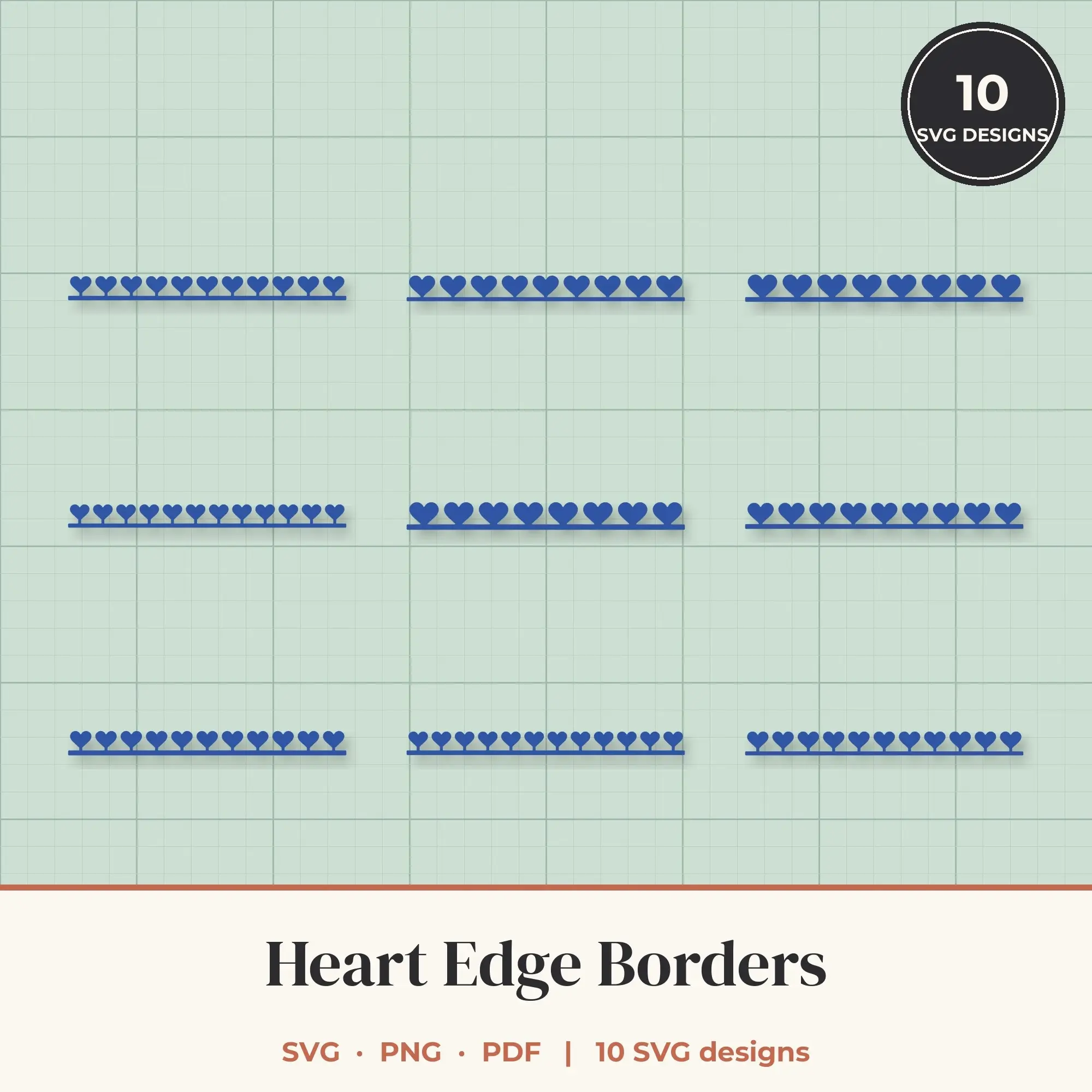 Heart Border SVG Set - 10 Edge Borders preview