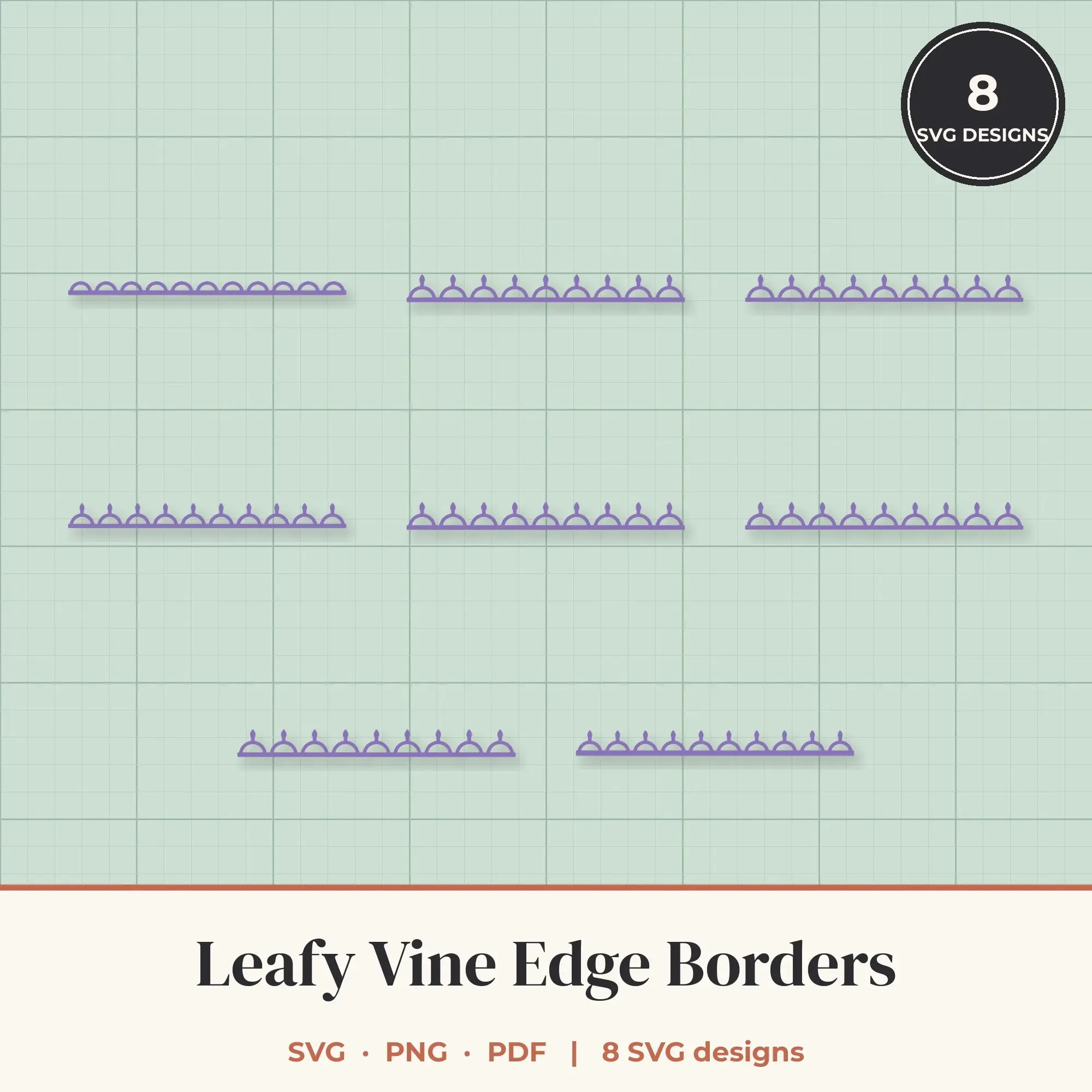 Leafy Vine Border SVG Set - 8 Edge Borders preview