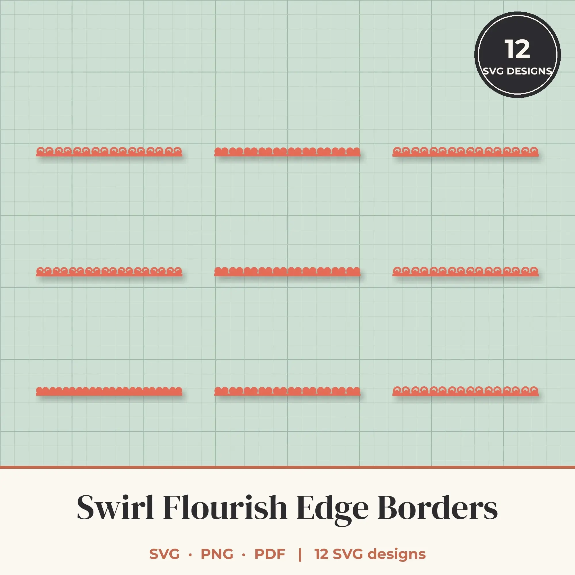 Swirl Flourish Border SVG Set - 12 Edge Borders preview