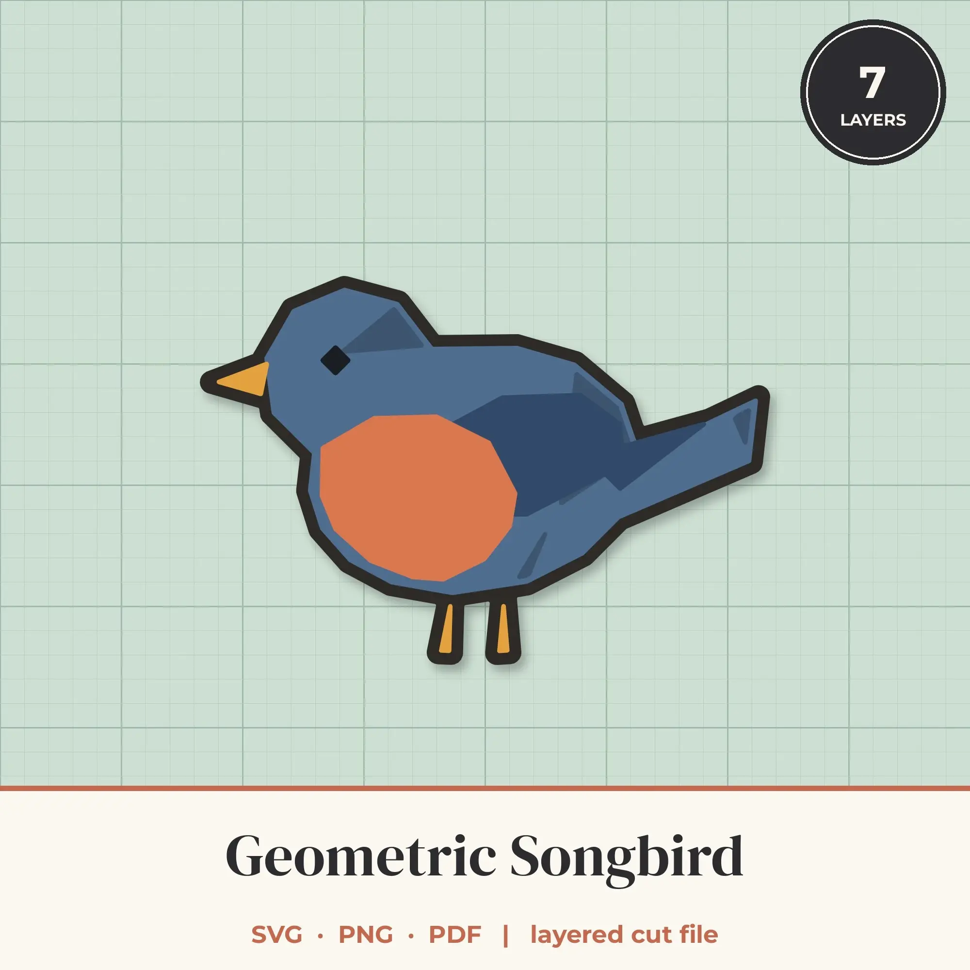 Geometric Songbird SVG - Layered Animal Cut File preview