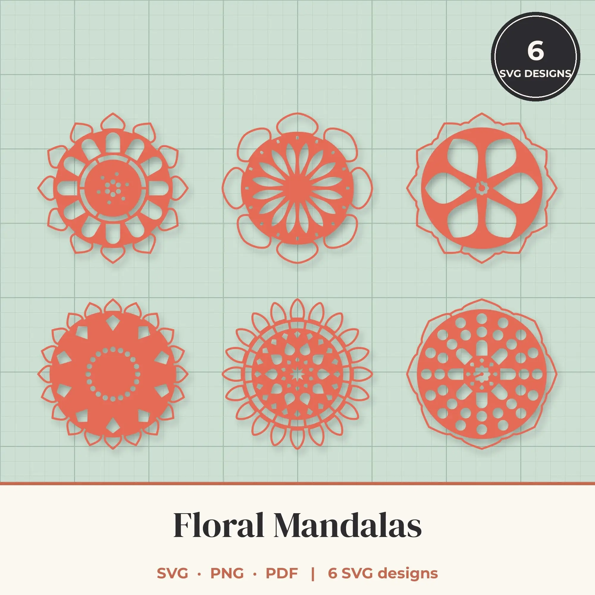 Floral Mandala SVG Bundle - 6 Mandala Cut Files preview
