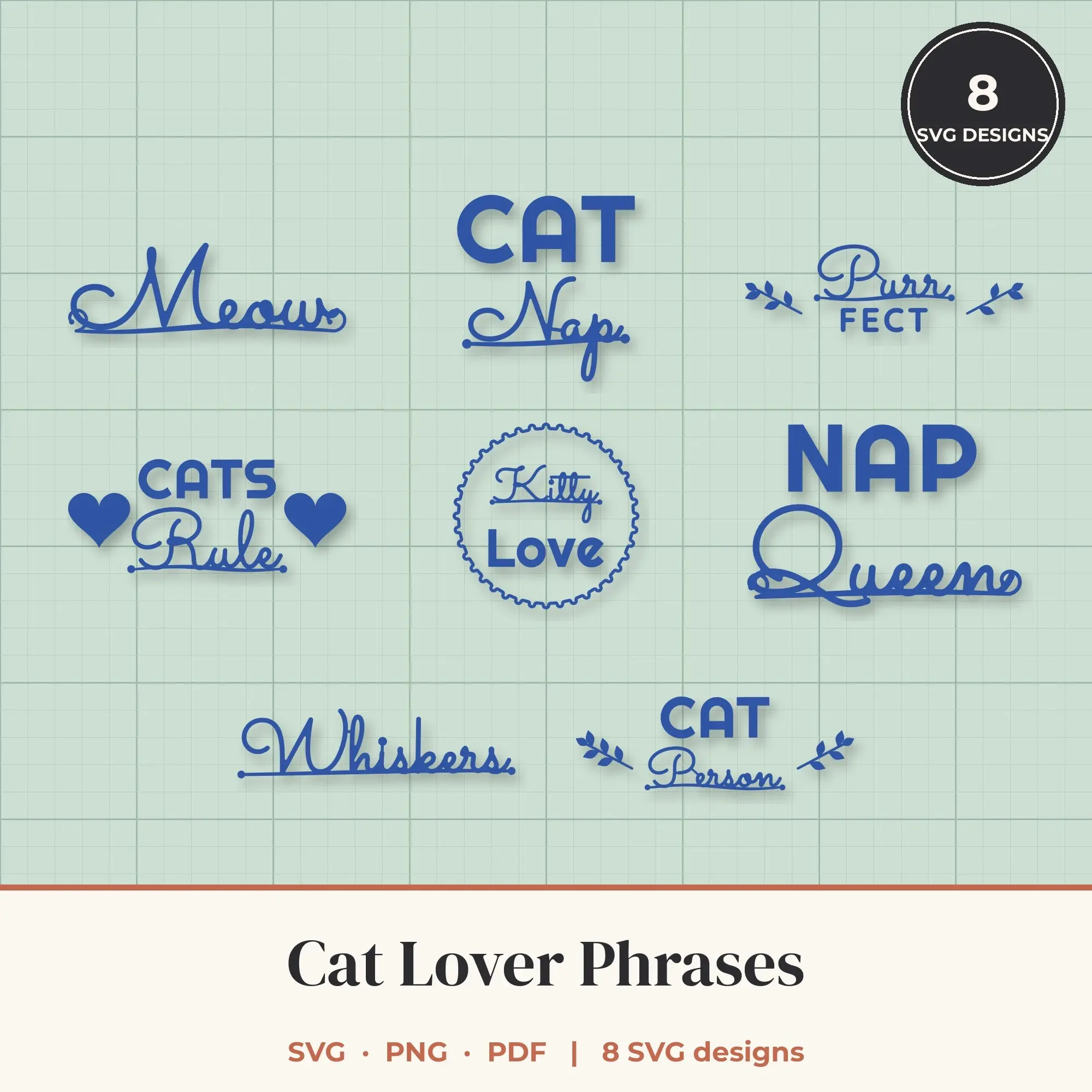 Cat Lover SVG Bundle - 8 Quote Cut Files preview