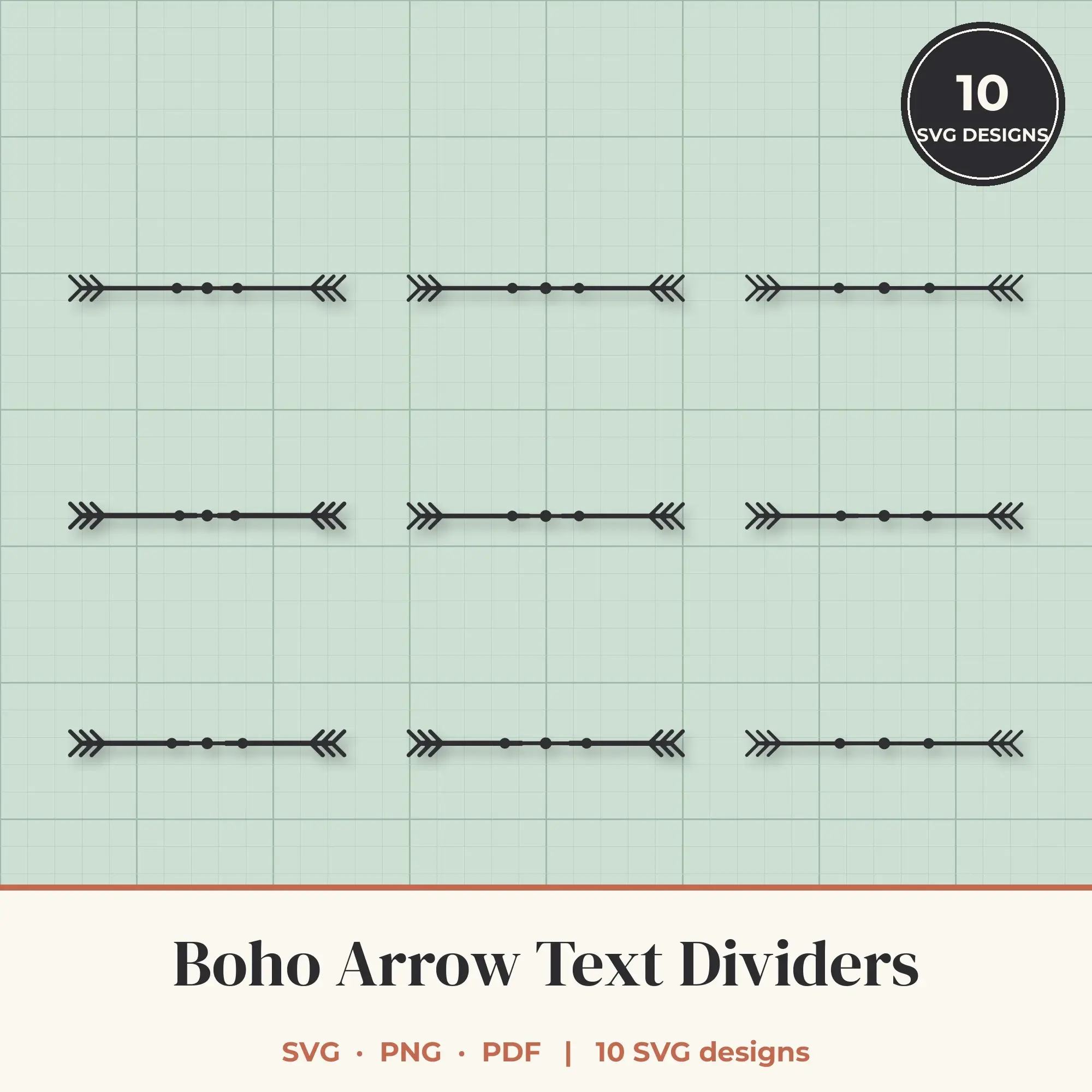 Boho Arrow Divider SVG Bundle - 10 Text Dividers preview