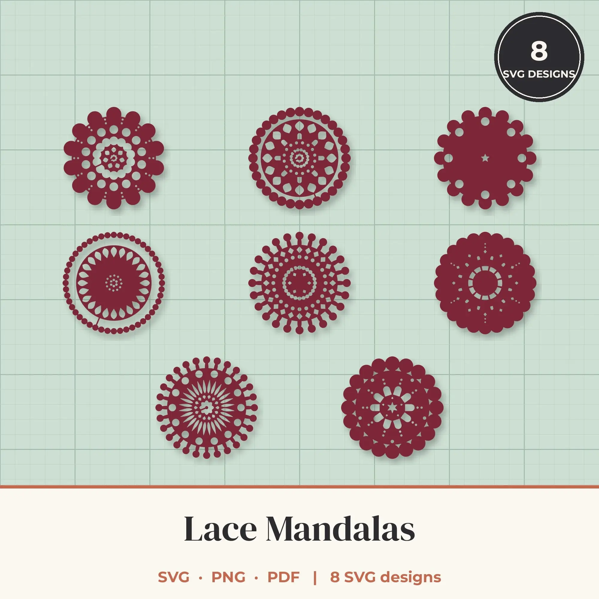 Lace Mandala SVG Bundle - 8 Mandala Cut Files preview