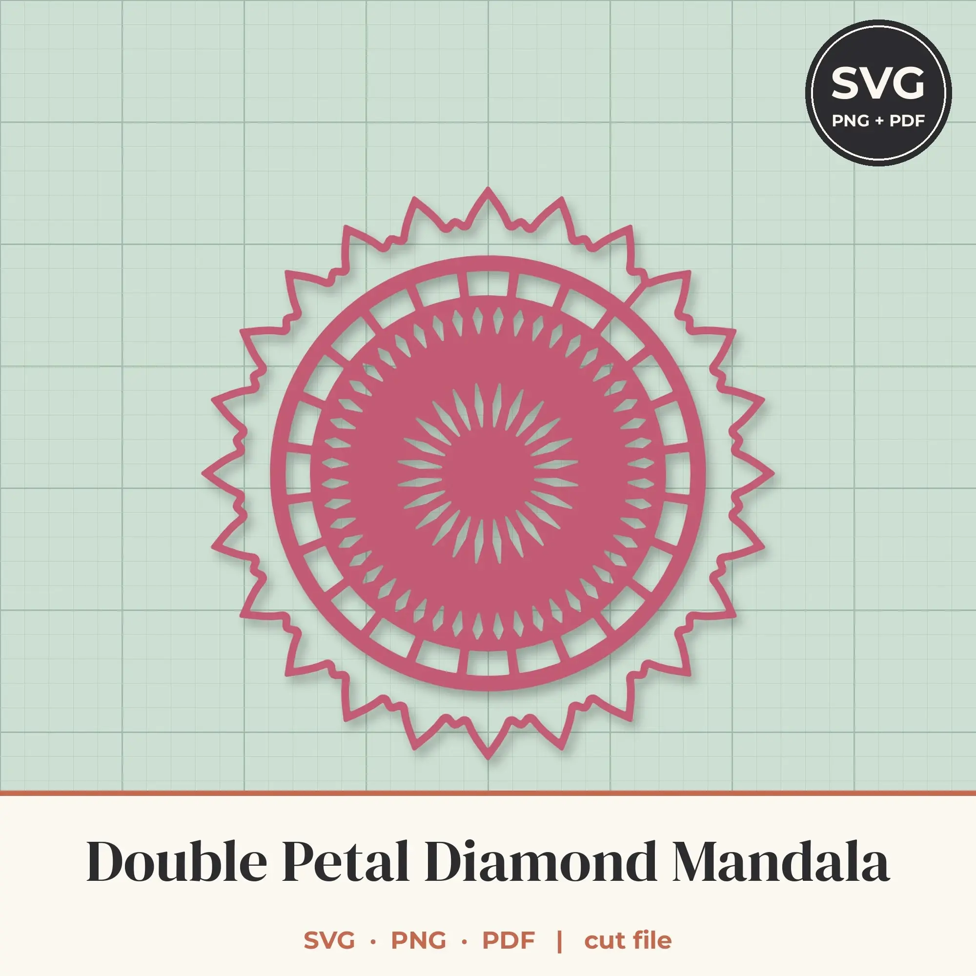 Double Petal Diamond Mandala SVG - 24-Fold Cut File preview