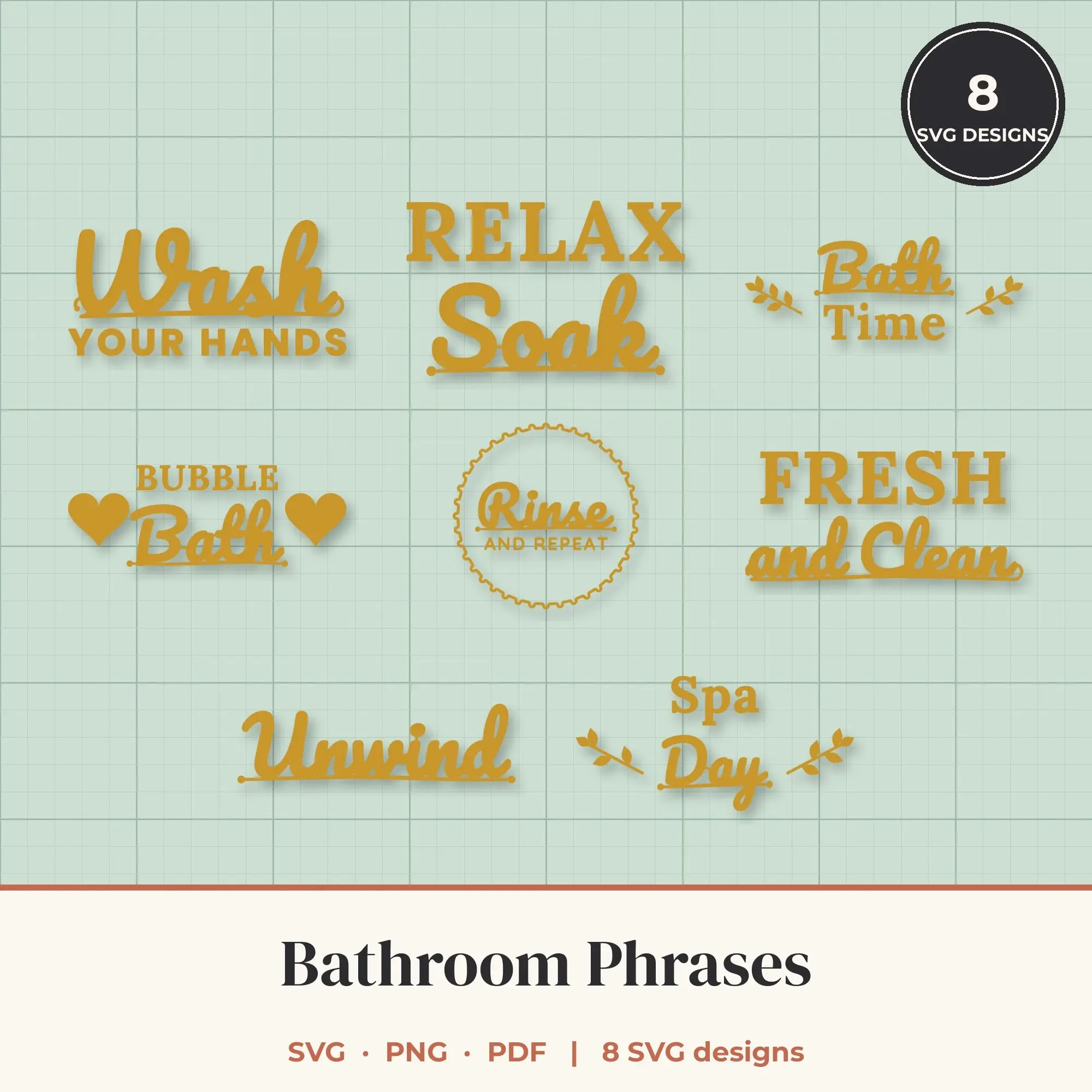 Bathroom SVG Bundle - 8 Quote Cut Files preview