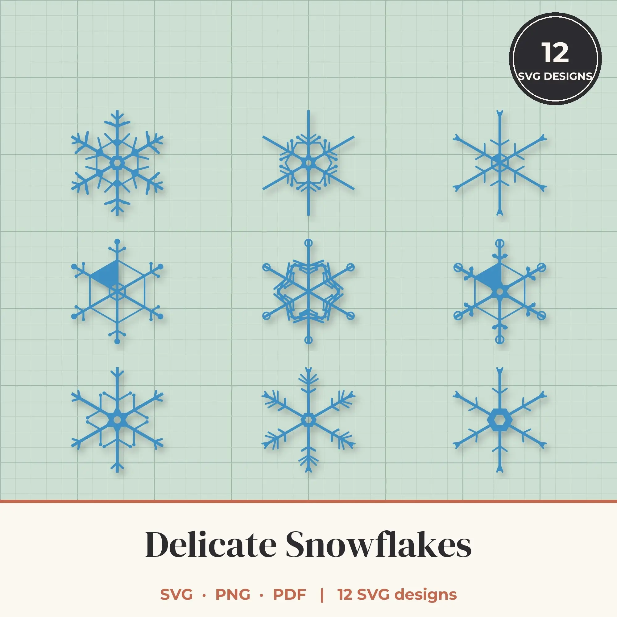Delicate Snowflake SVG Bundle - 12 Snowflake Cut Files preview